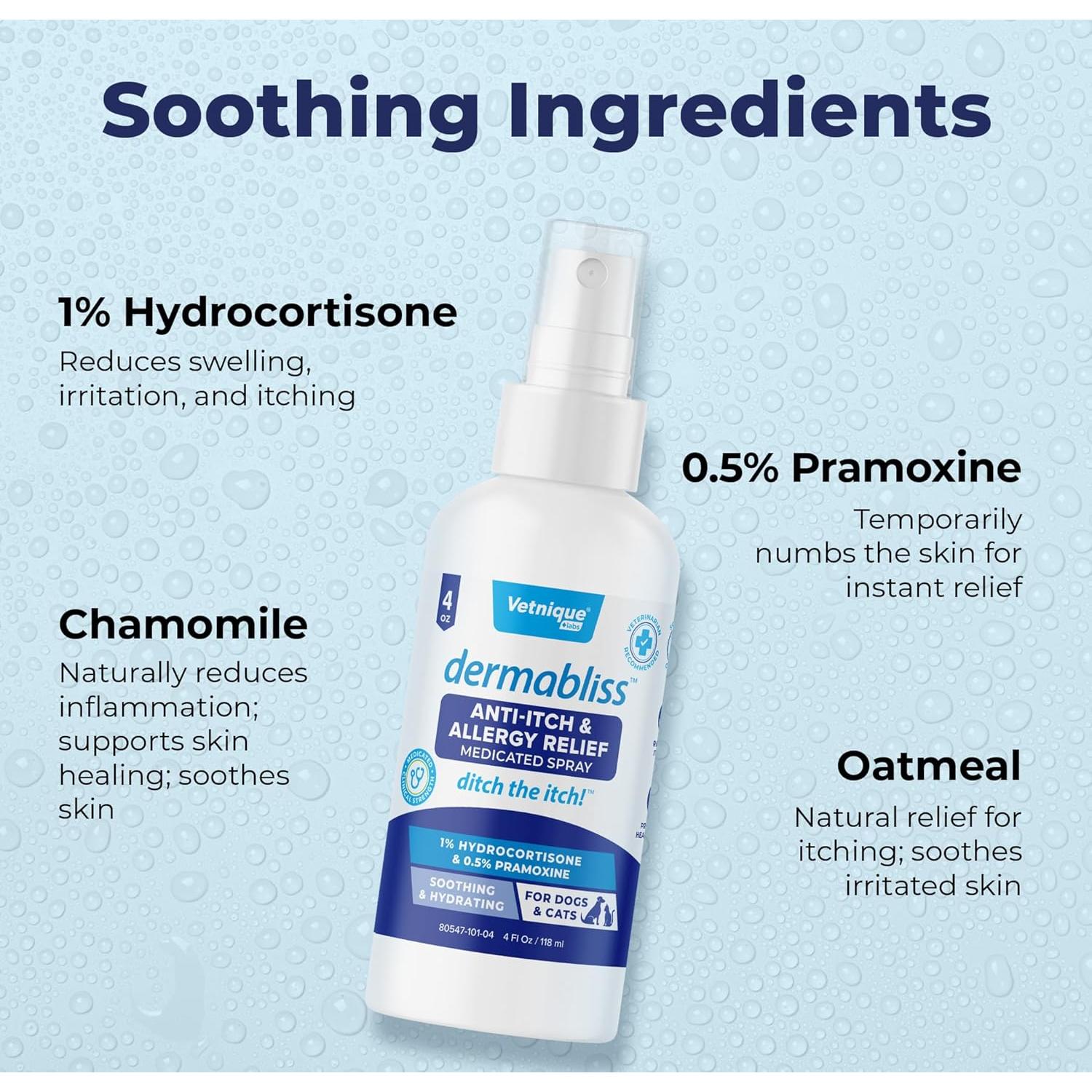 Spray Antipicazón Dermabliss Vetnique 113.4g para Perros y Gatos