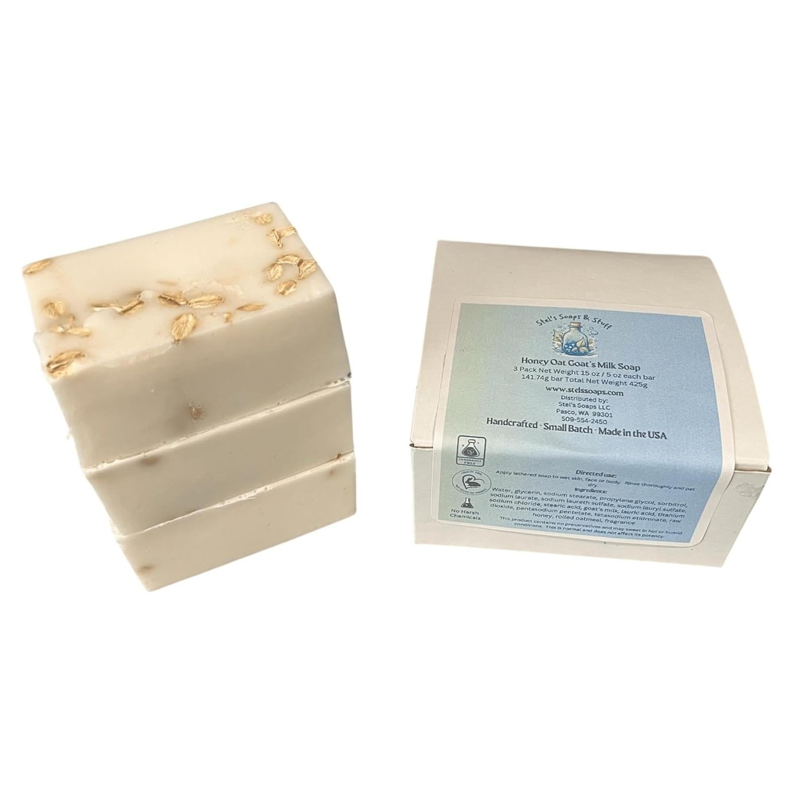 Jabón de Leche de Cabra Premium Stel's 425g Miel y Avena