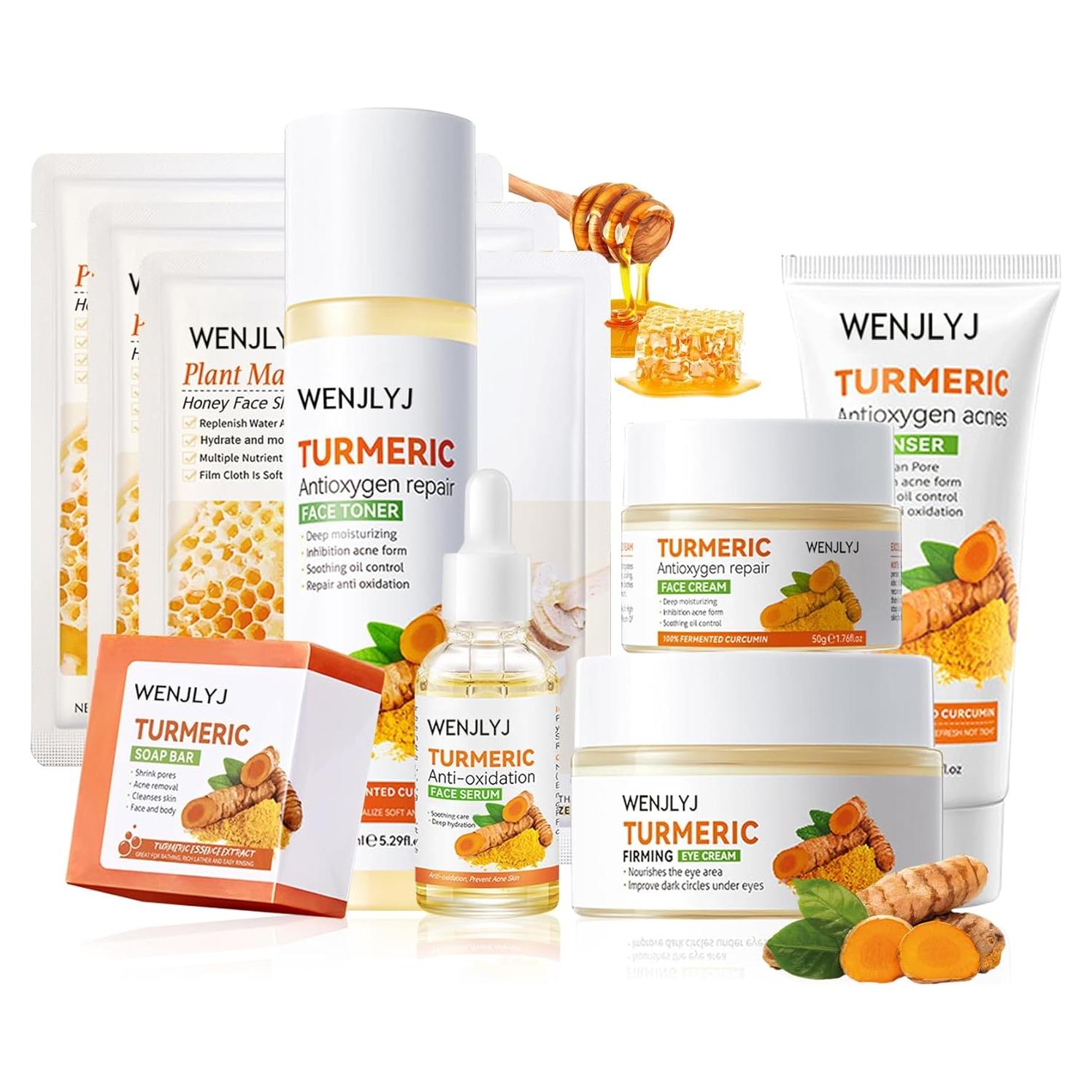 Juego de Cuidado de Piel WENJLYJ con Jabón de Cúrcuma y Mascarillas
