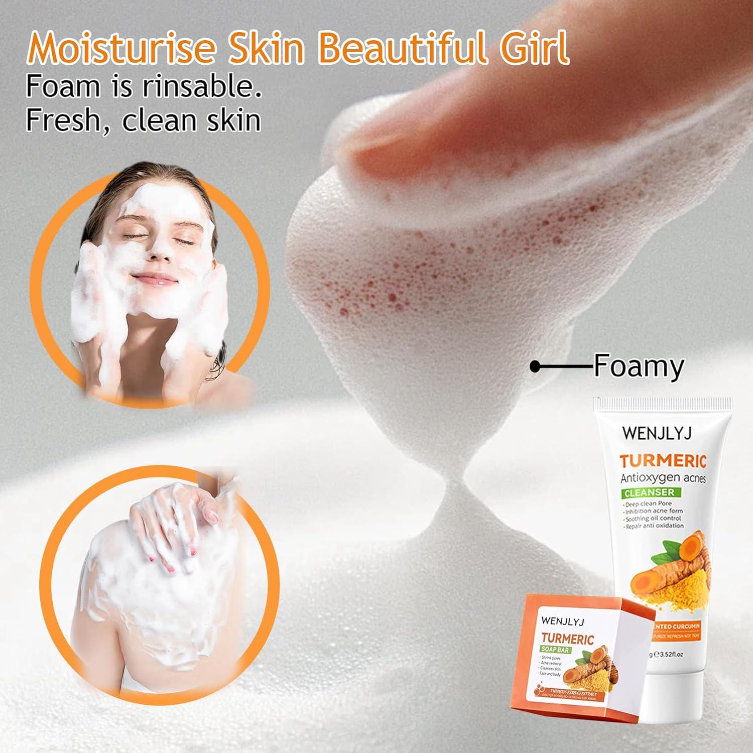Juego de Cuidado de Piel WENJLYJ con Jabón de Cúrcuma y Mascarillas