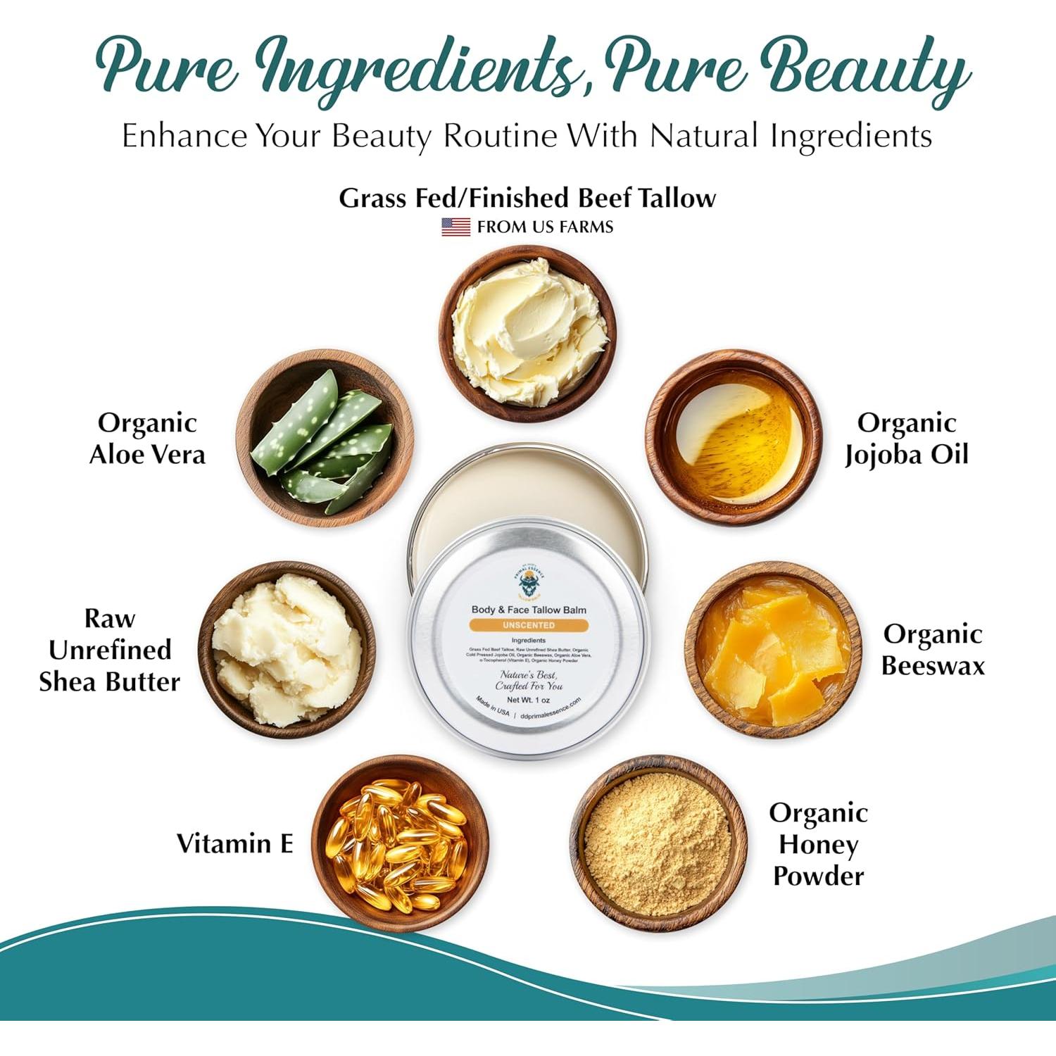 Bálsamo de Sebo de Res Esencia Primal 28.35 g Hidratante Sin Fragancia