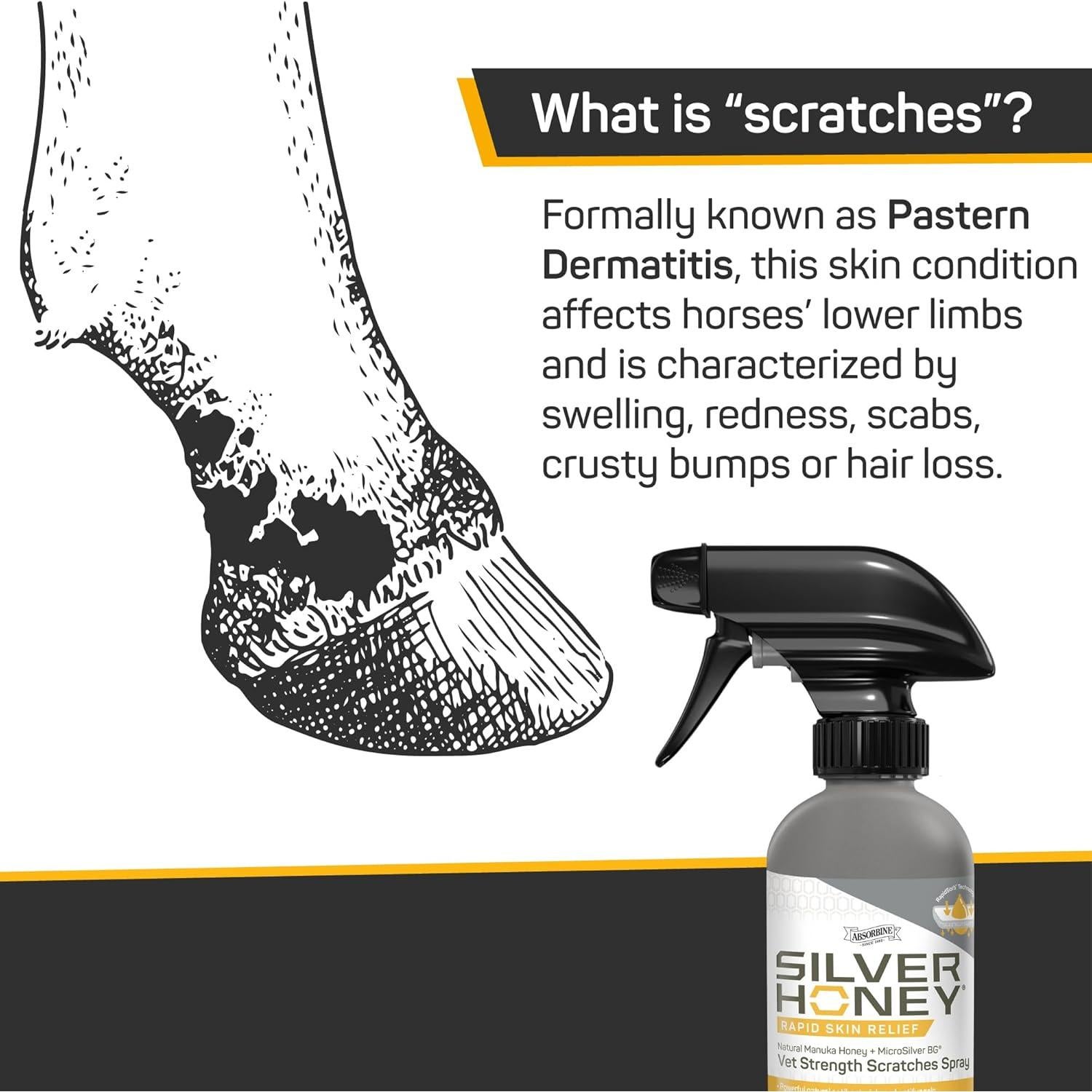 Spray Alivio Rápido Silver Honey 170g para Caballos - Dermatitis