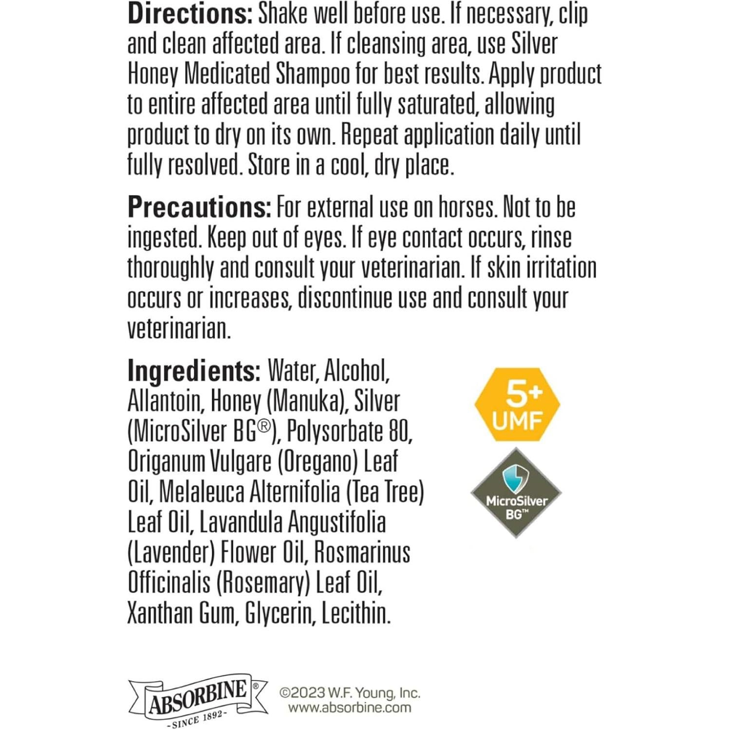 Spray Alivio Rápido Silver Honey 170g para Caballos - Dermatitis