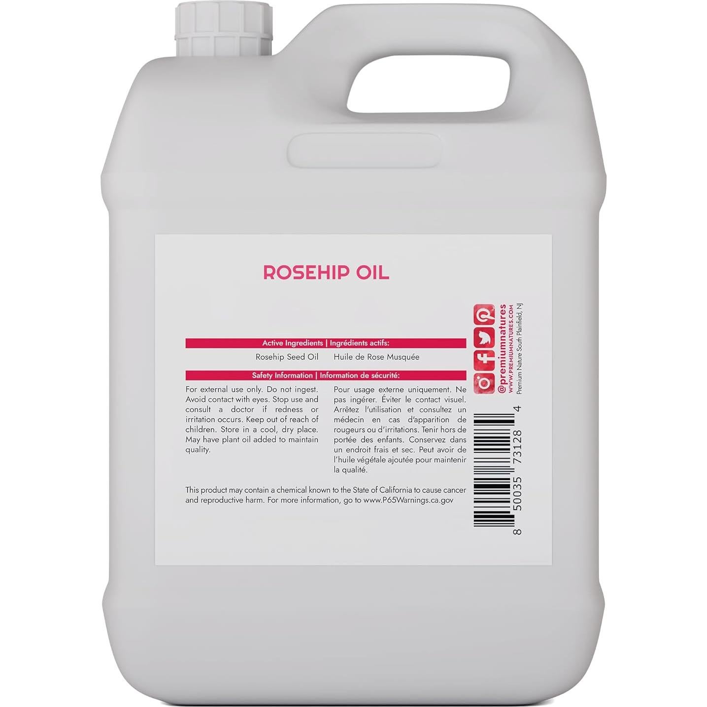 Aceite de Rosa Mosqueta Puro 100% Orgánico 453g Prensado en Frío