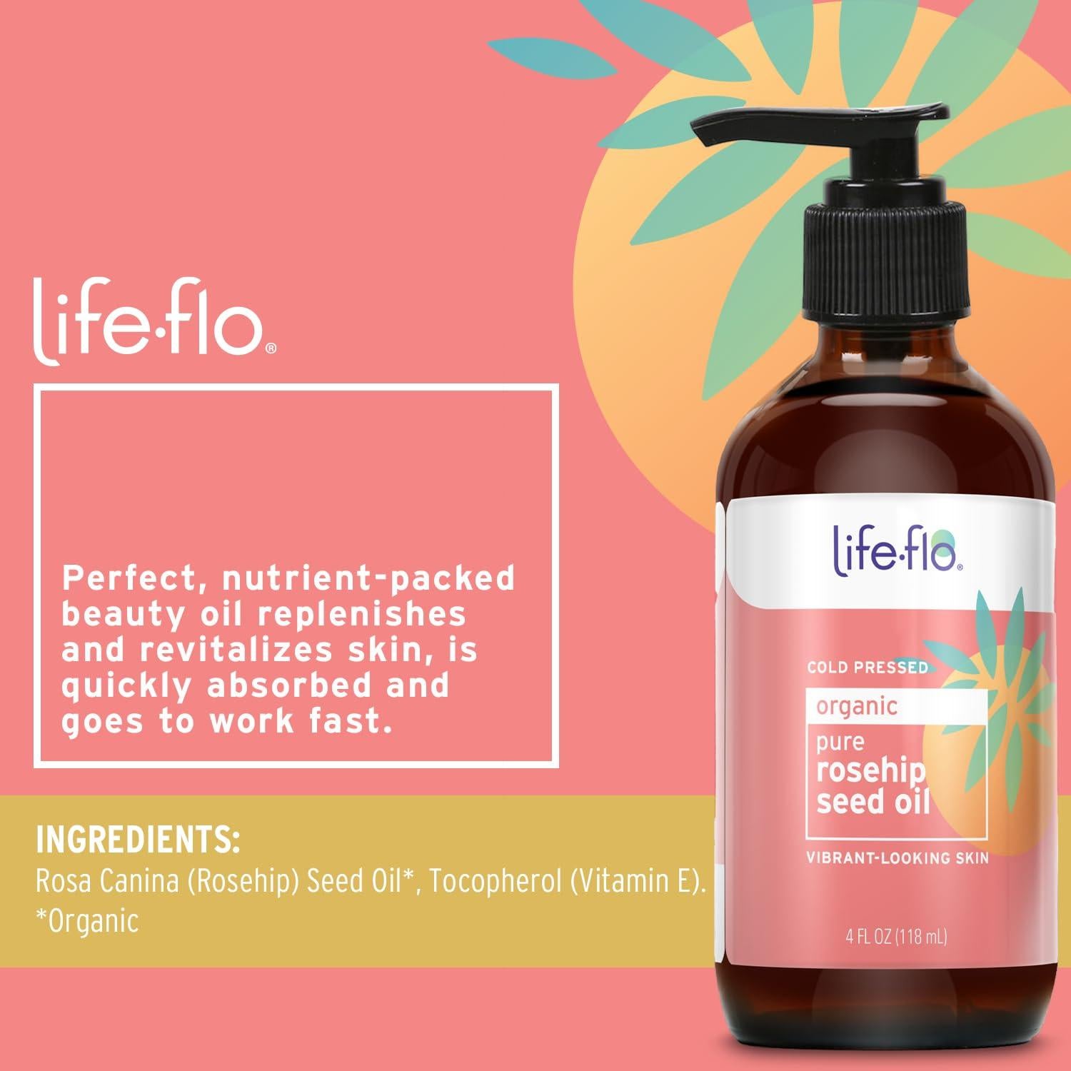 Aceite de Semilla de Rosa Mosqueta Life-flo 118 ml Orgánico Puro