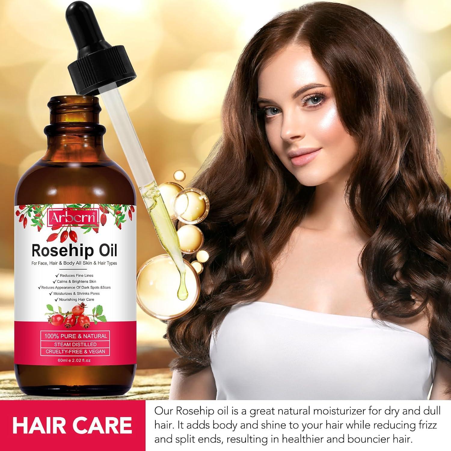 Aceite de Rosa Mosqueta 100% Puro 59.15 ml - Hidratante Facial y Capilar