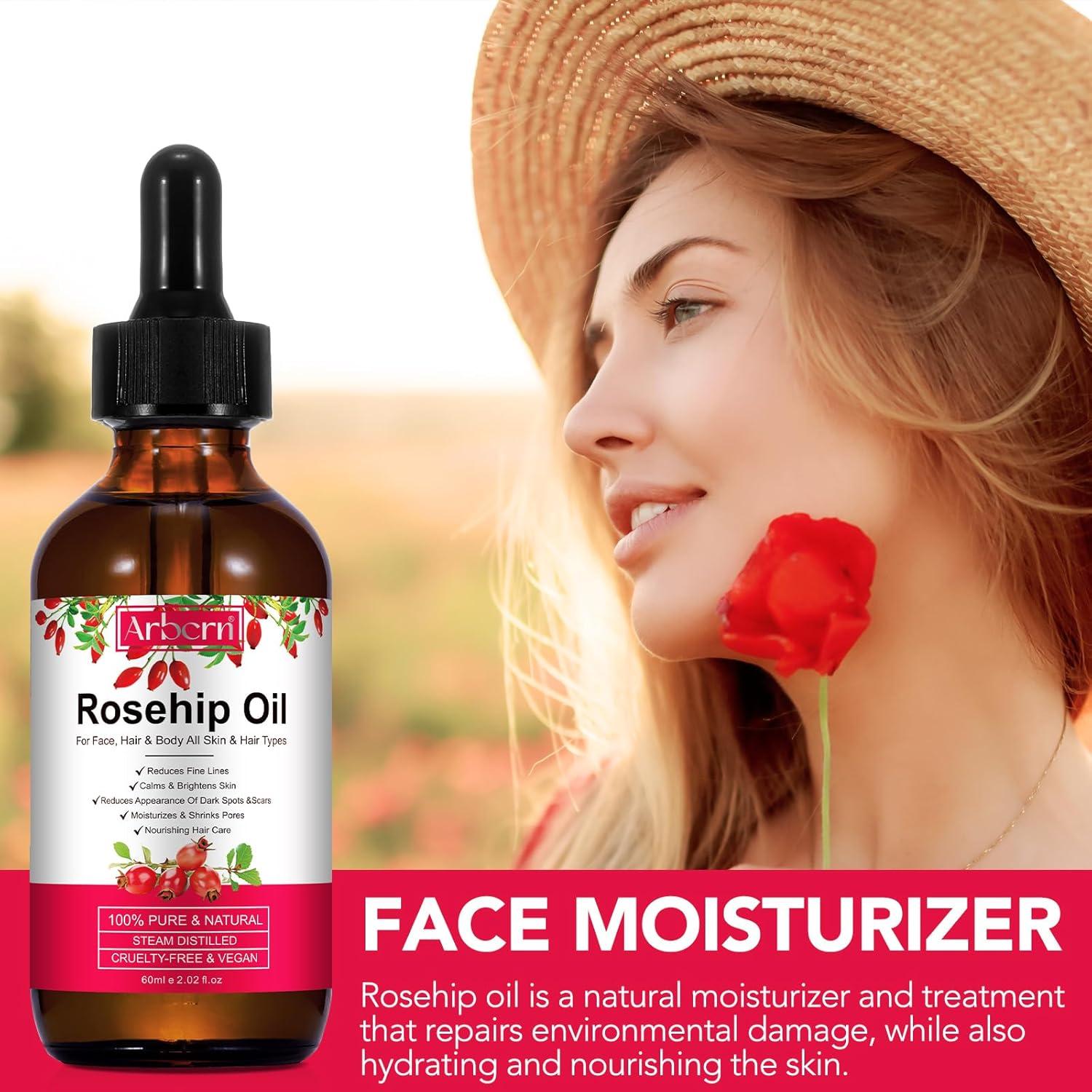 Aceite de Rosa Mosqueta 100% Puro 59.15 ml - Hidratante Facial y Capilar