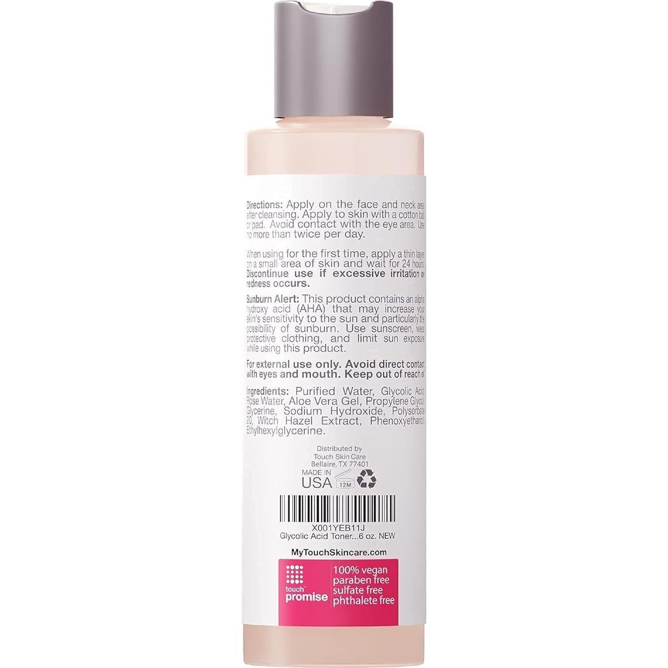 Tónico Exfoliante AHA Touch Skin Care 170 g - Ácido Glicólico 7%