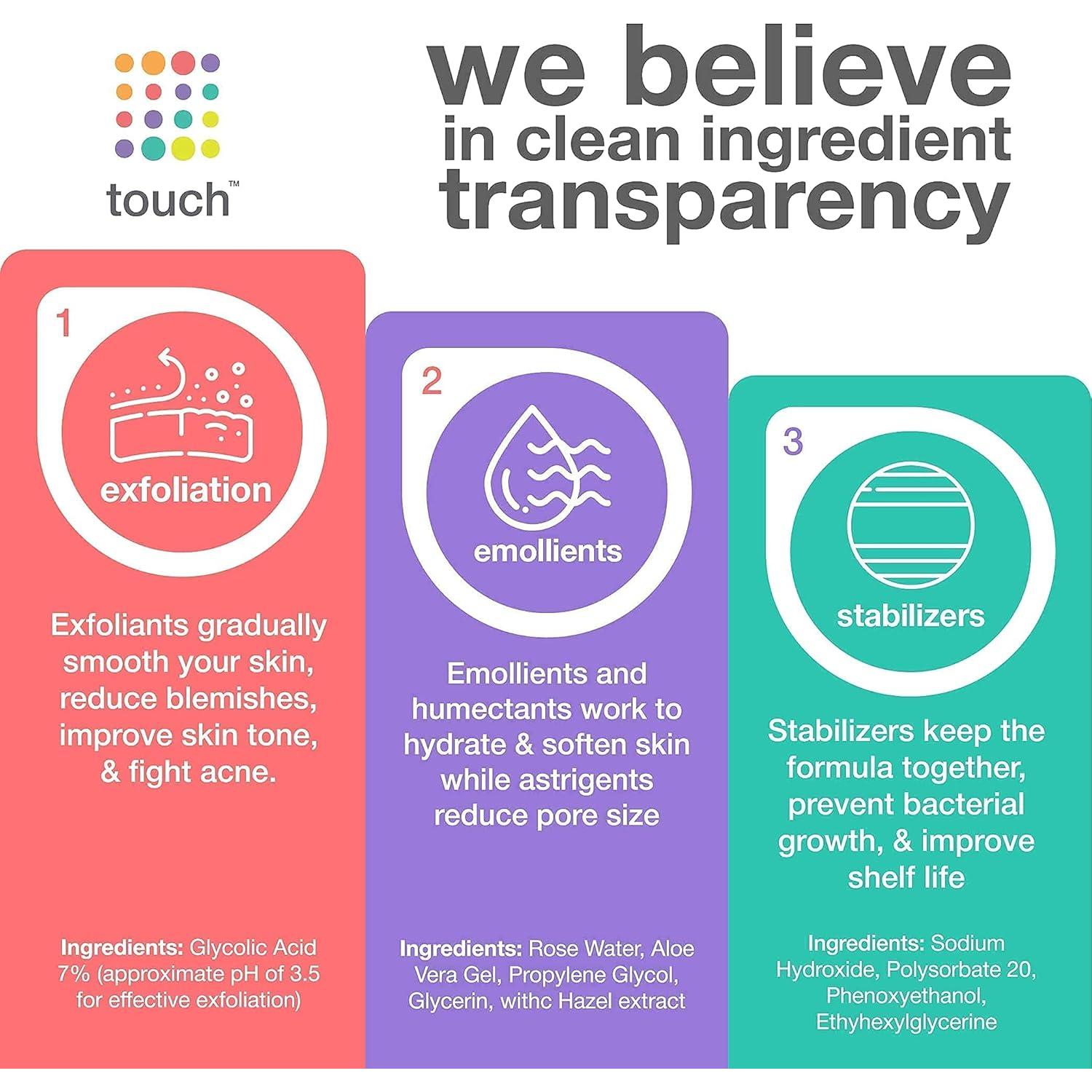 Tónico Exfoliante AHA Touch Skin Care 170 g - Ácido Glicólico 7%