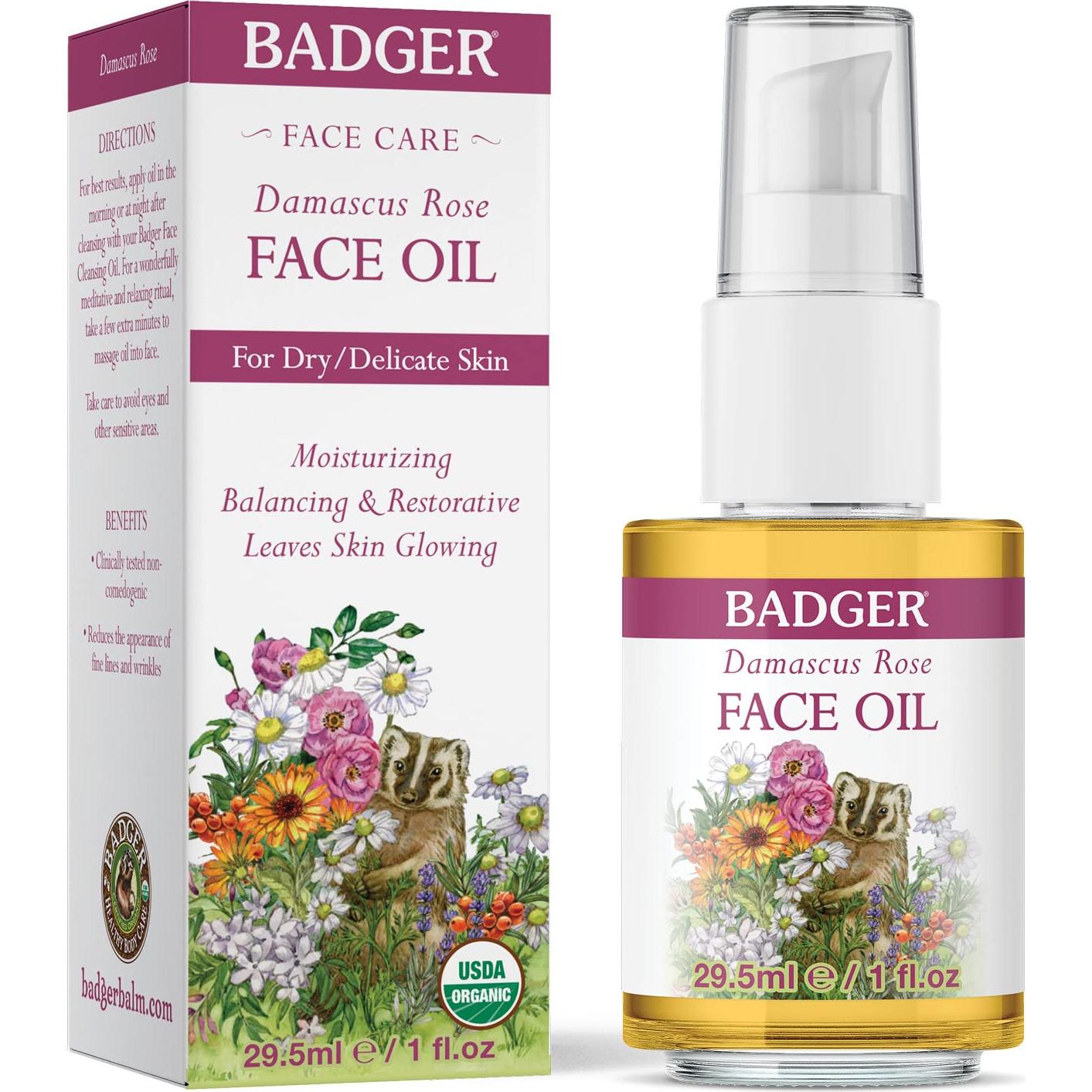 Aceite Facial Badger Rosa 100% Orgánico Hidratante 29.57 ml