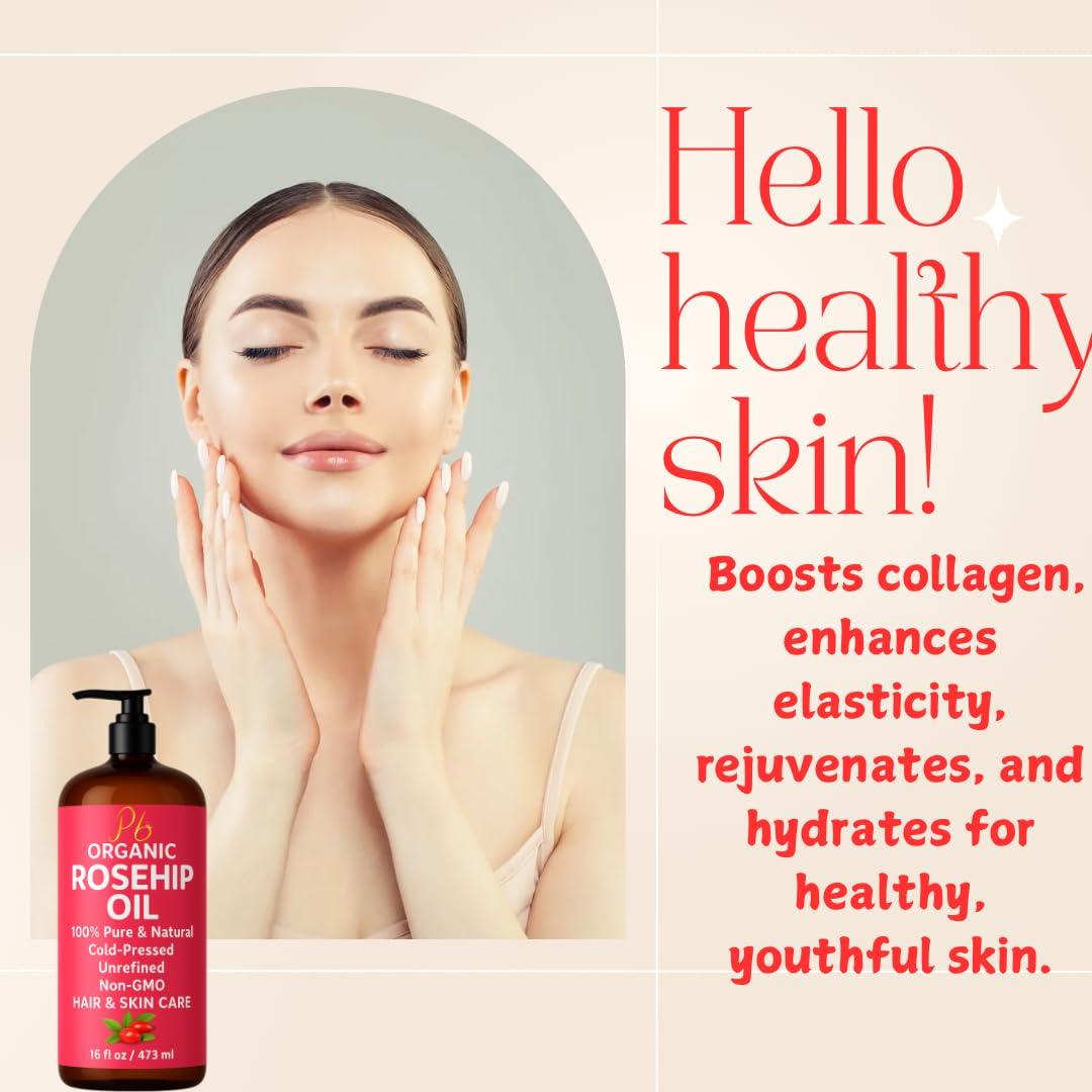 Aceite de Rosa Mosqueta Orgánico 473 ml - Puro y Prensado en Frío