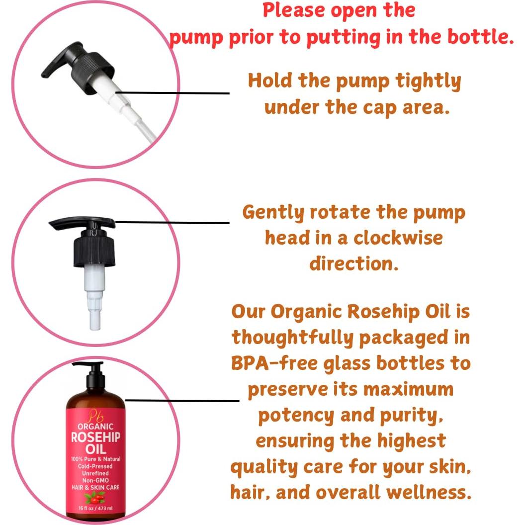 Aceite de Rosa Mosqueta Orgánico 473 ml - Puro y Prensado en Frío