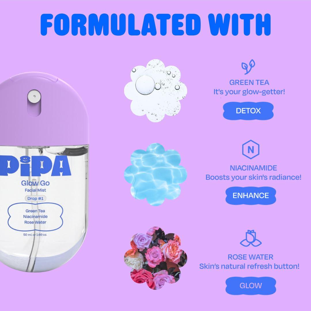 Bruma Facial Pipa Glow Go 30 ml | Hidratante Sin Alcohol para Niños