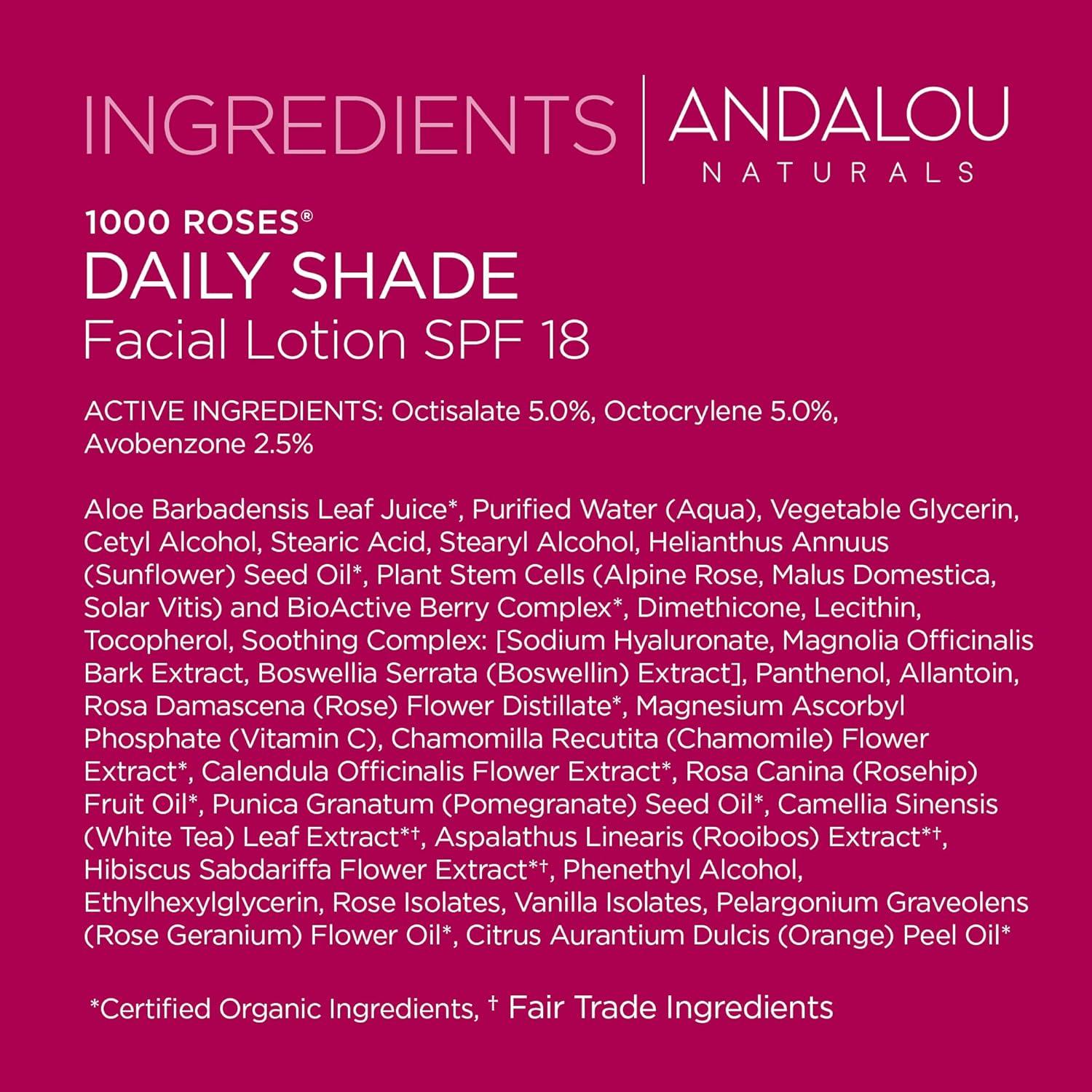 Loción Facial Diaria Andalou Naturals 1000 Roses SPF 18 80 ml