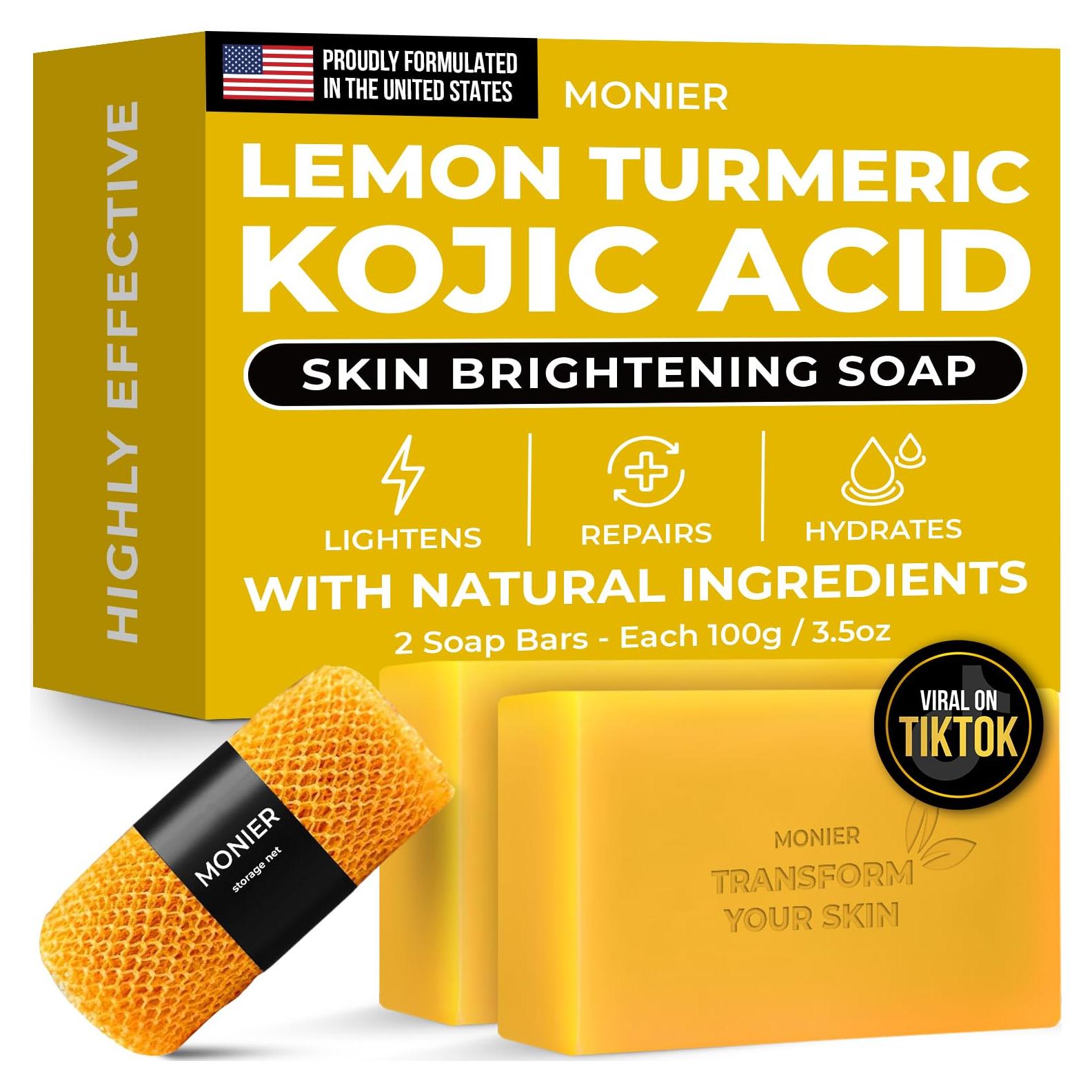 Jabón de Ácido Kójico MONIER con Limón y Cúrcuma - 2 Unidades