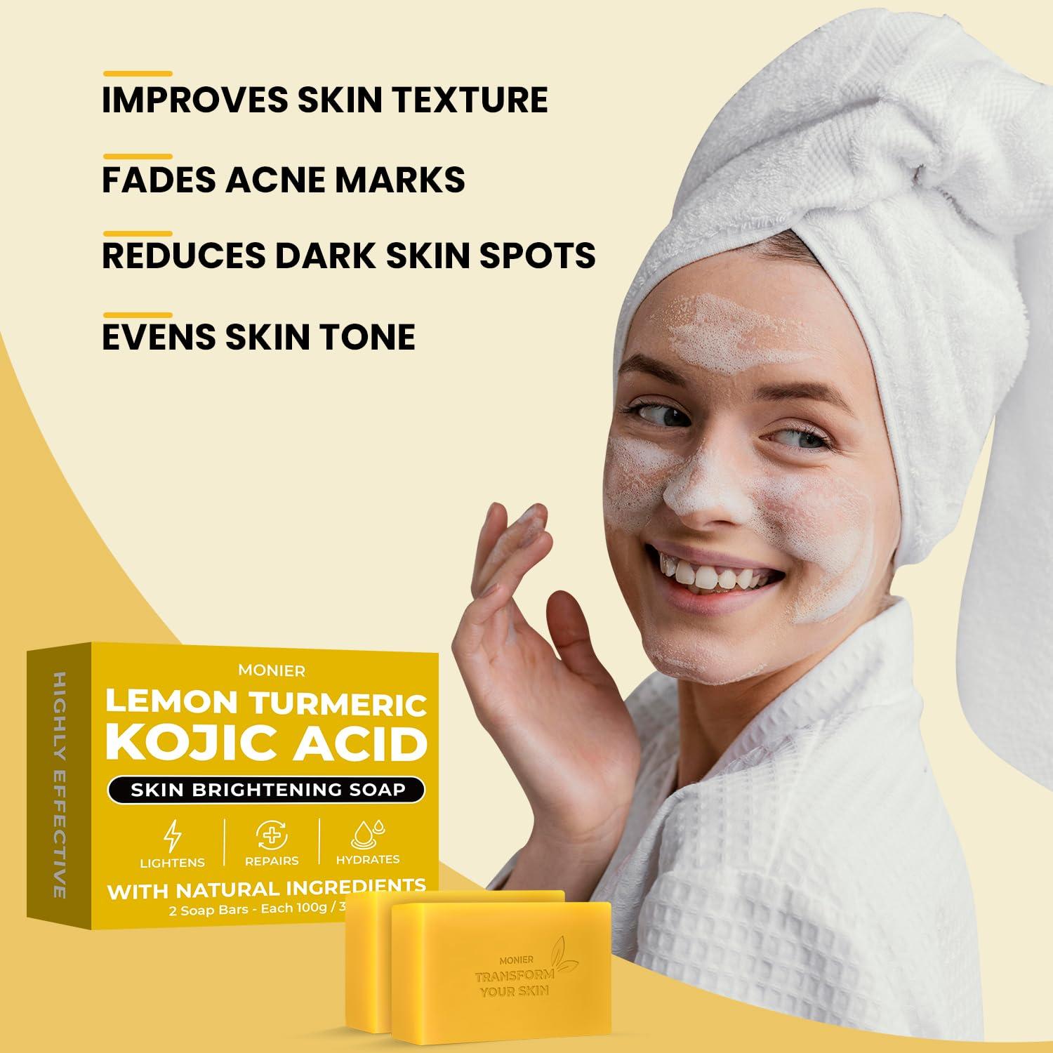 Jabón de Ácido Kójico MONIER con Limón y Cúrcuma - 2 Unidades