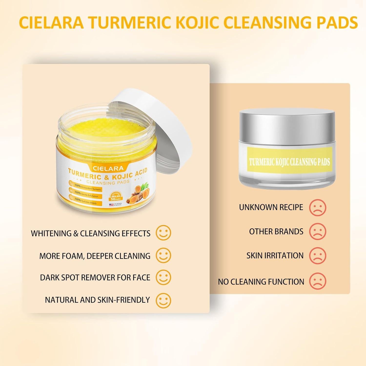 Discos Limpiadores CIELARA Ácido Kójico y Cúrcuma 50 Unidades