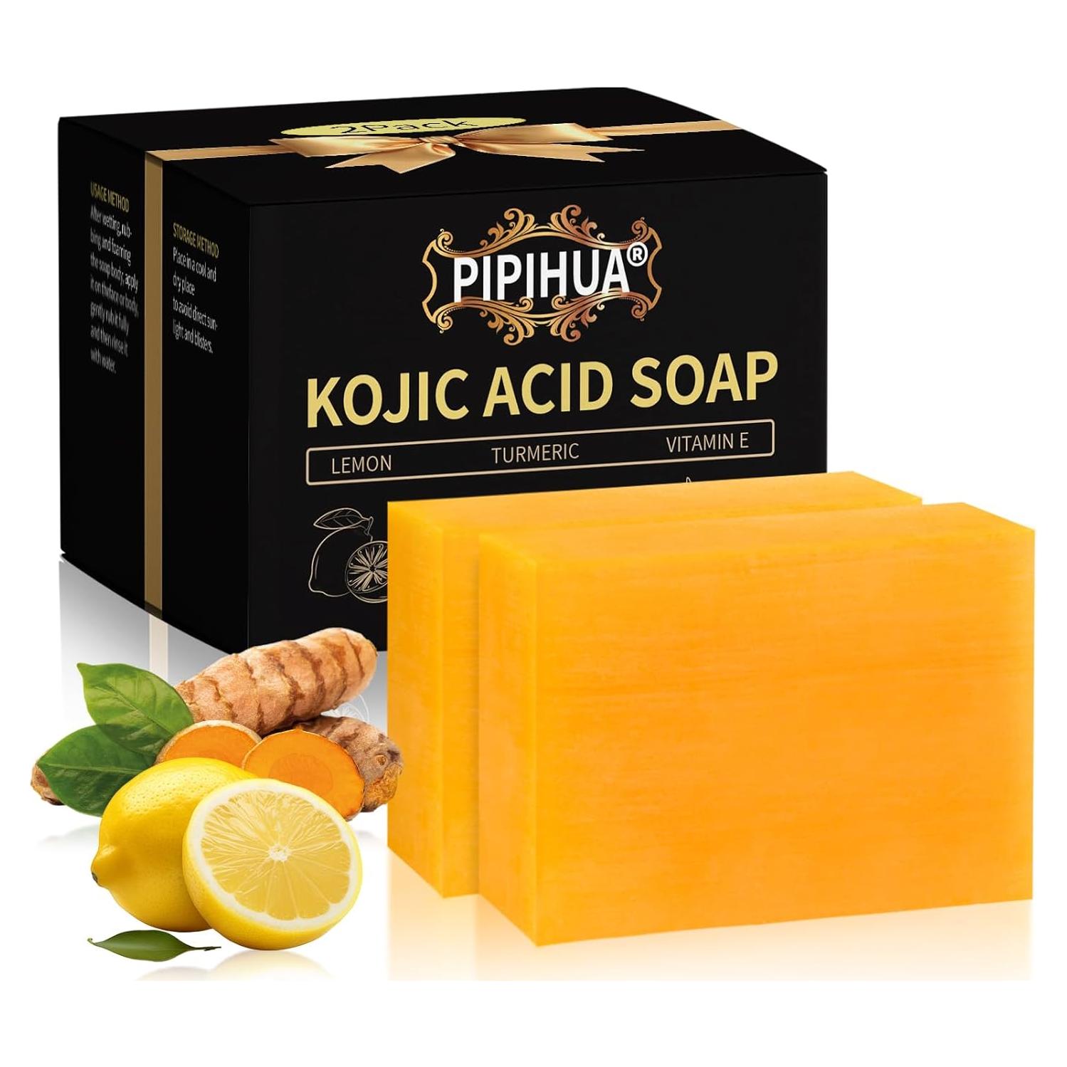 Jabón Aclarante PIPIHUA de Ácido Kojico y Cúrcuma - 2 Unidades