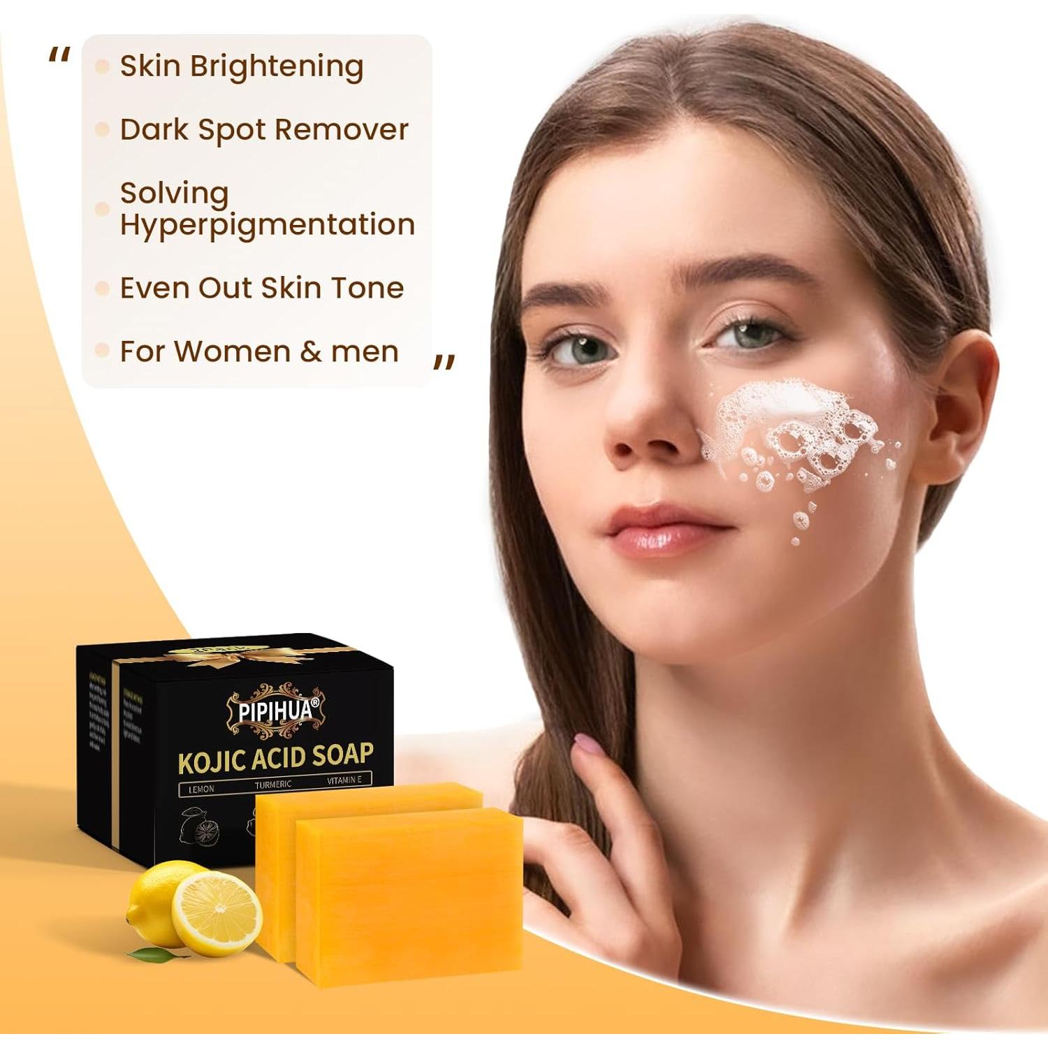 Jabón Aclarante PIPIHUA de Ácido Kojico y Cúrcuma - 2 Unidades