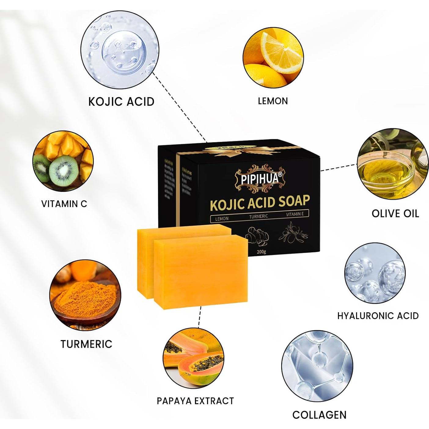 Jabón Aclarante PIPIHUA de Ácido Kojico y Cúrcuma - 2 Unidades