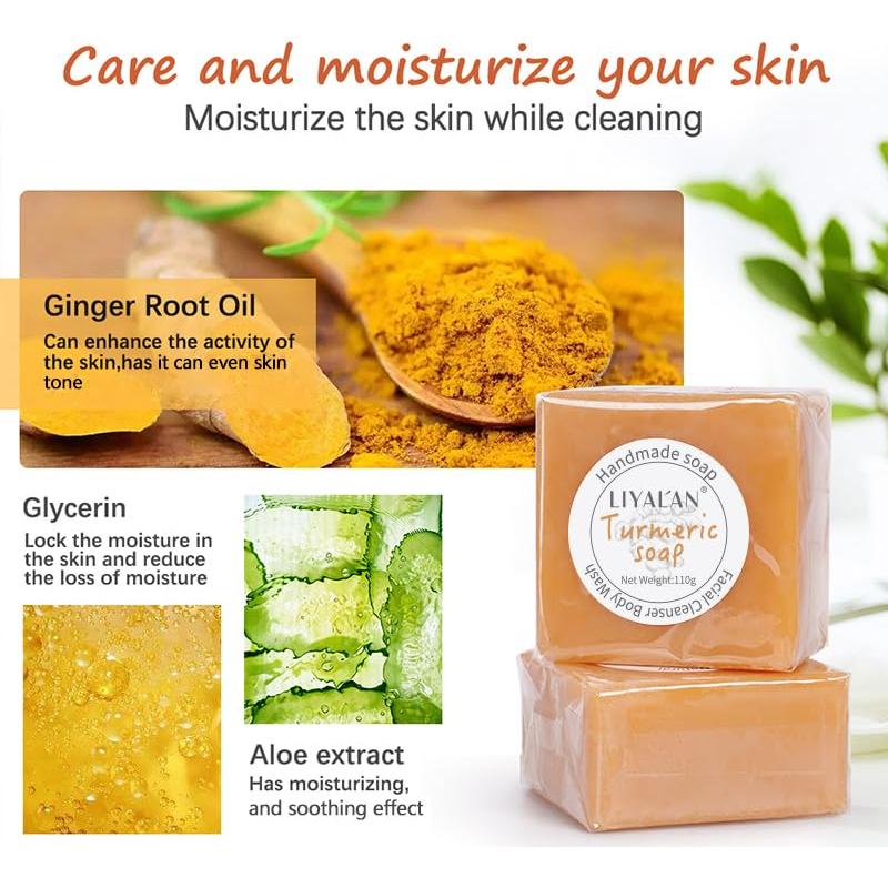 Jabón de Cúrcuma LIYALAN 109.6g Natural Vegano para Piel Sensible