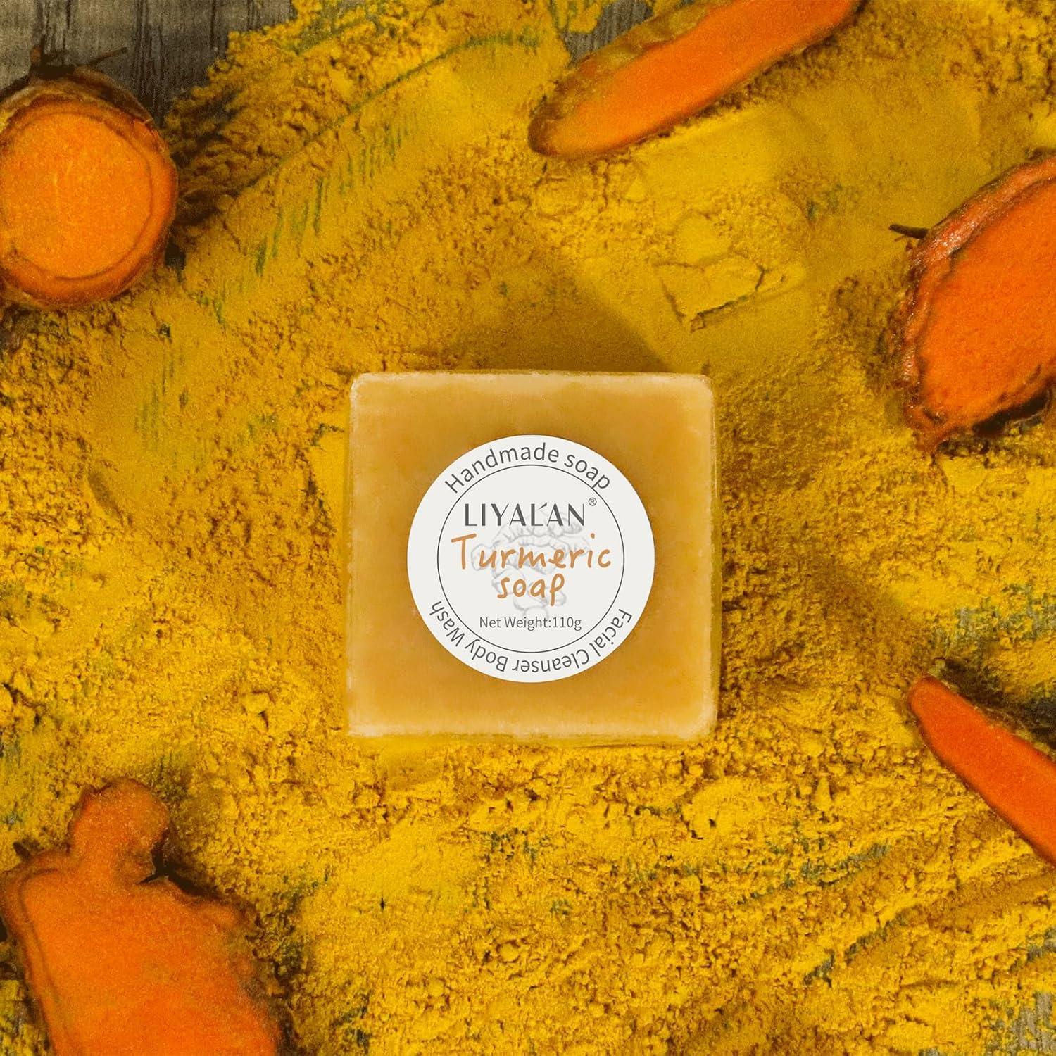 Jabón de Cúrcuma LIYALAN 109.6g Natural Vegano para Piel Sensible