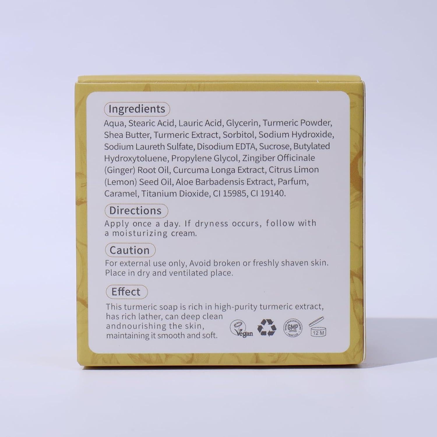 Jabón de Cúrcuma LIYALAN 109.6g Natural Vegano para Piel Sensible