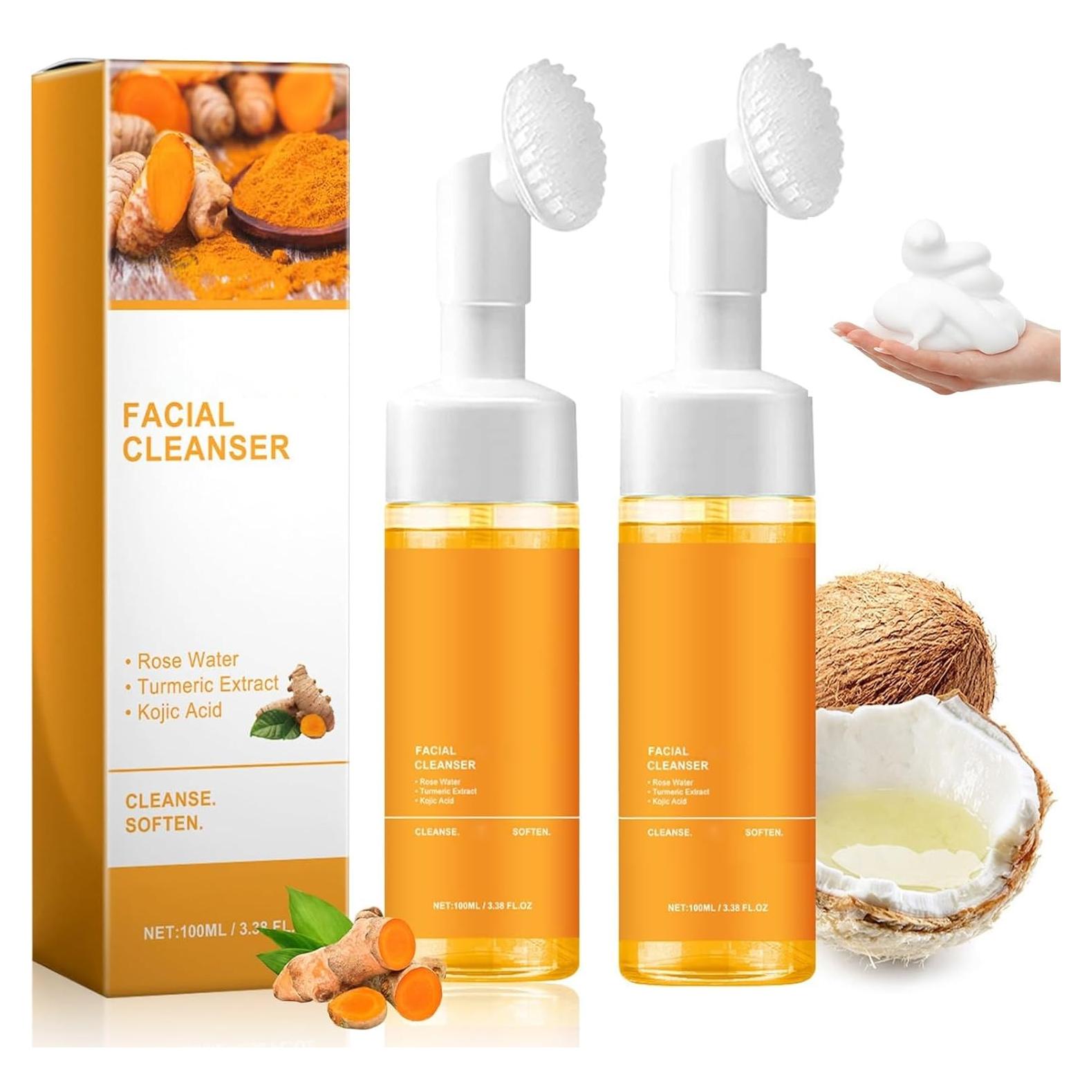 Limpiador Facial de Cúrcuma JISKG 2 Pcs Exfoliación Suave