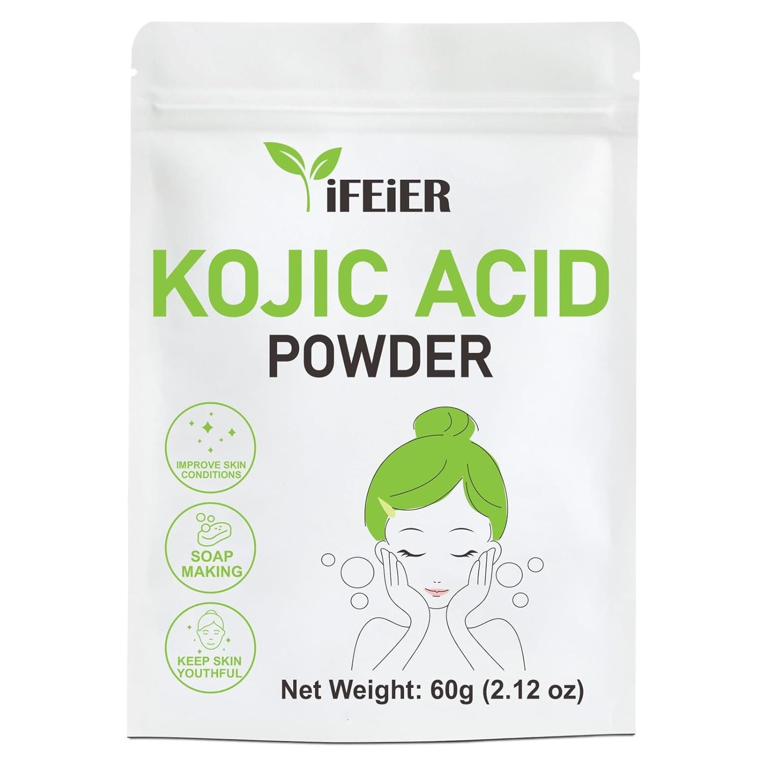 Polvo de Ácido Kójico Puro iFEiER 60g para Cosméticos