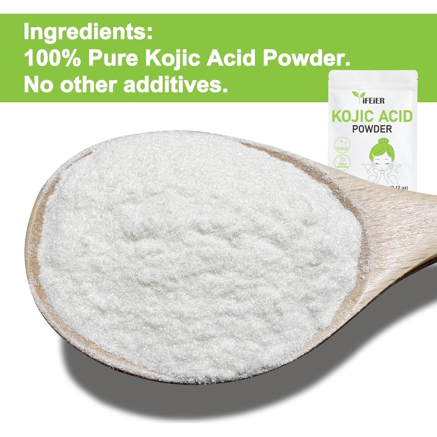 Polvo de Ácido Kójico Puro iFEiER 60g para Cosméticos