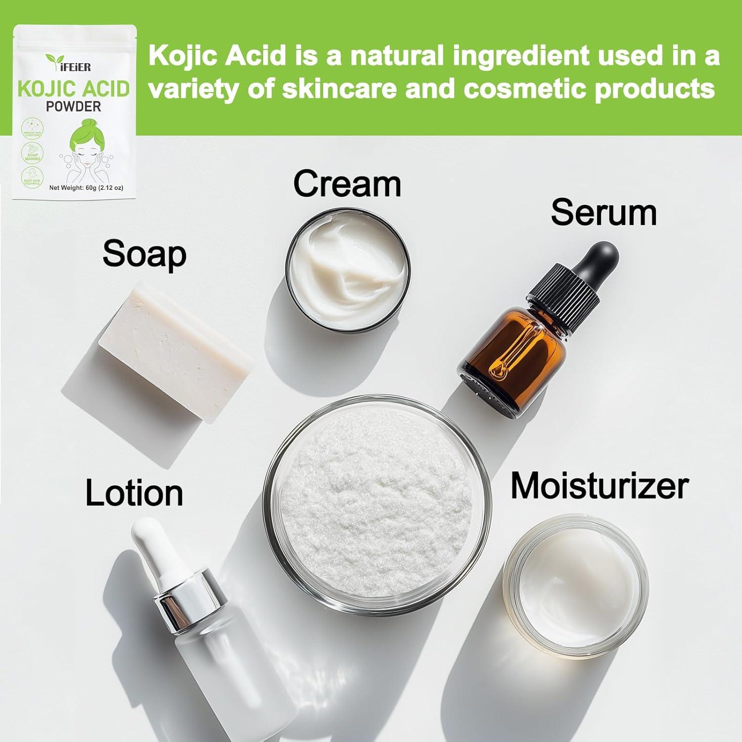 Polvo de Ácido Kójico Puro iFEiER 60g para Cosméticos