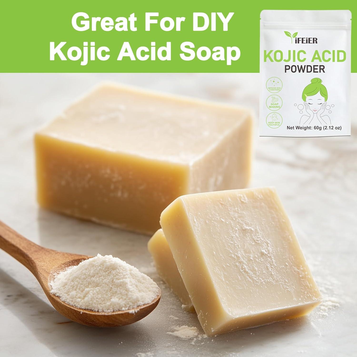 Polvo de Ácido Kójico Puro iFEiER 60g para Cosméticos