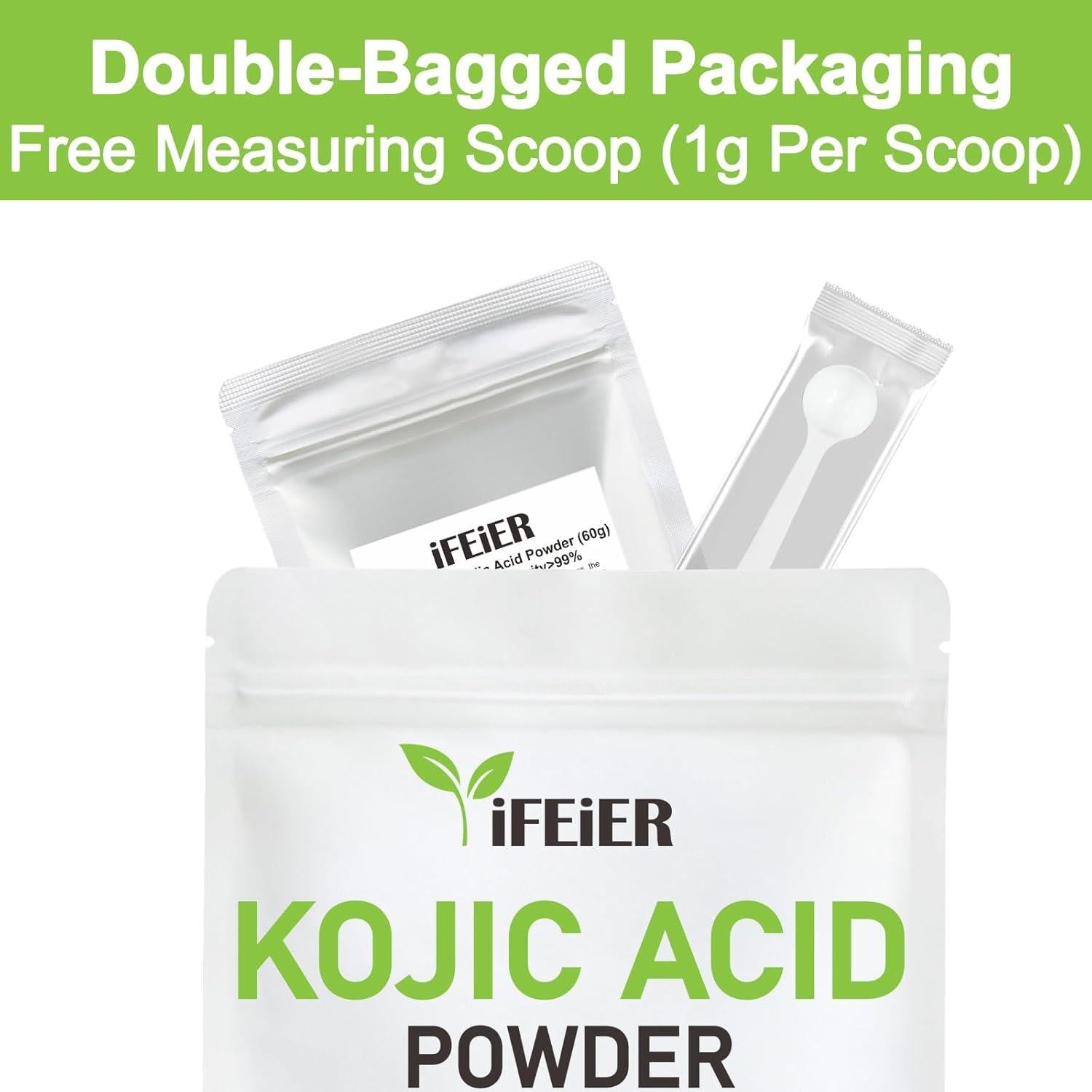 Polvo de Ácido Kójico Puro iFEiER 60g para Cosméticos