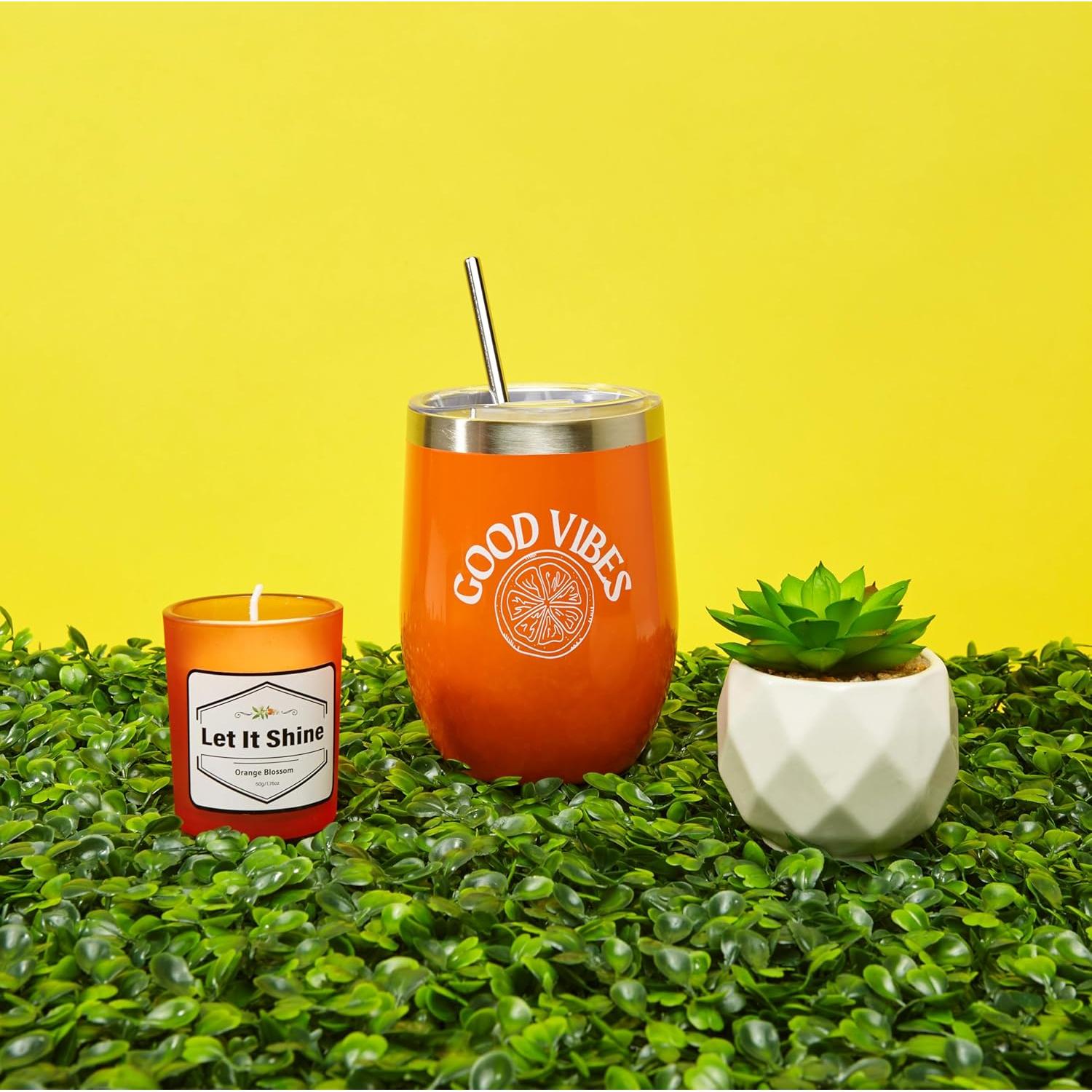 Cesta de Regalo Temática Naranja Sunny&Wise para Mujeres - Autocuidado 9 Piezas