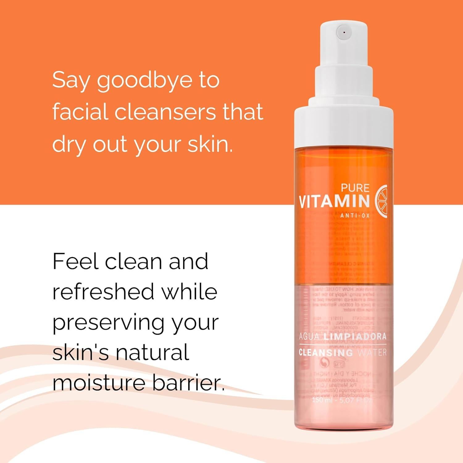 Limpiador Facial de Vitamina C Noche Y Dia 150mL Antienvejecimiento