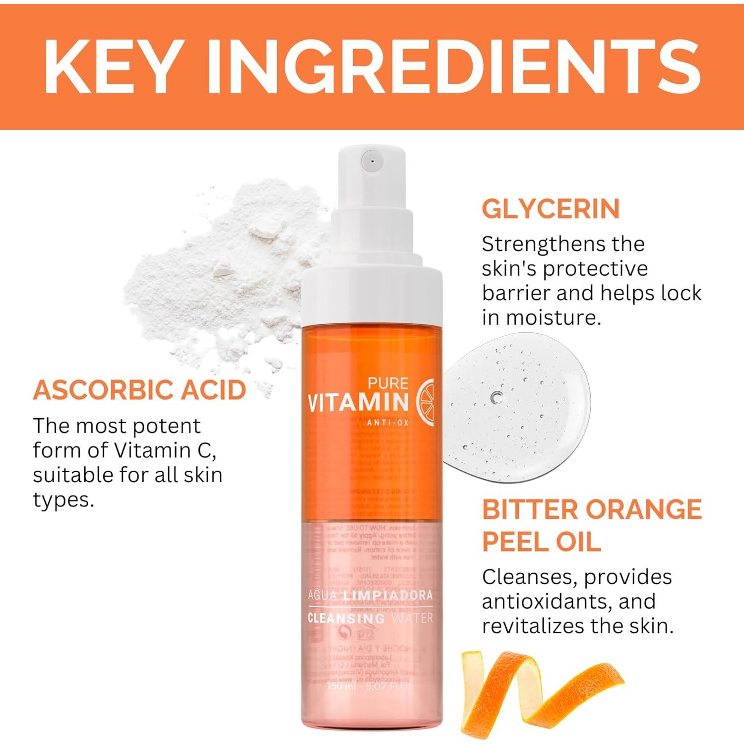 Limpiador Facial de Vitamina C Noche Y Dia 150mL Antienvejecimiento