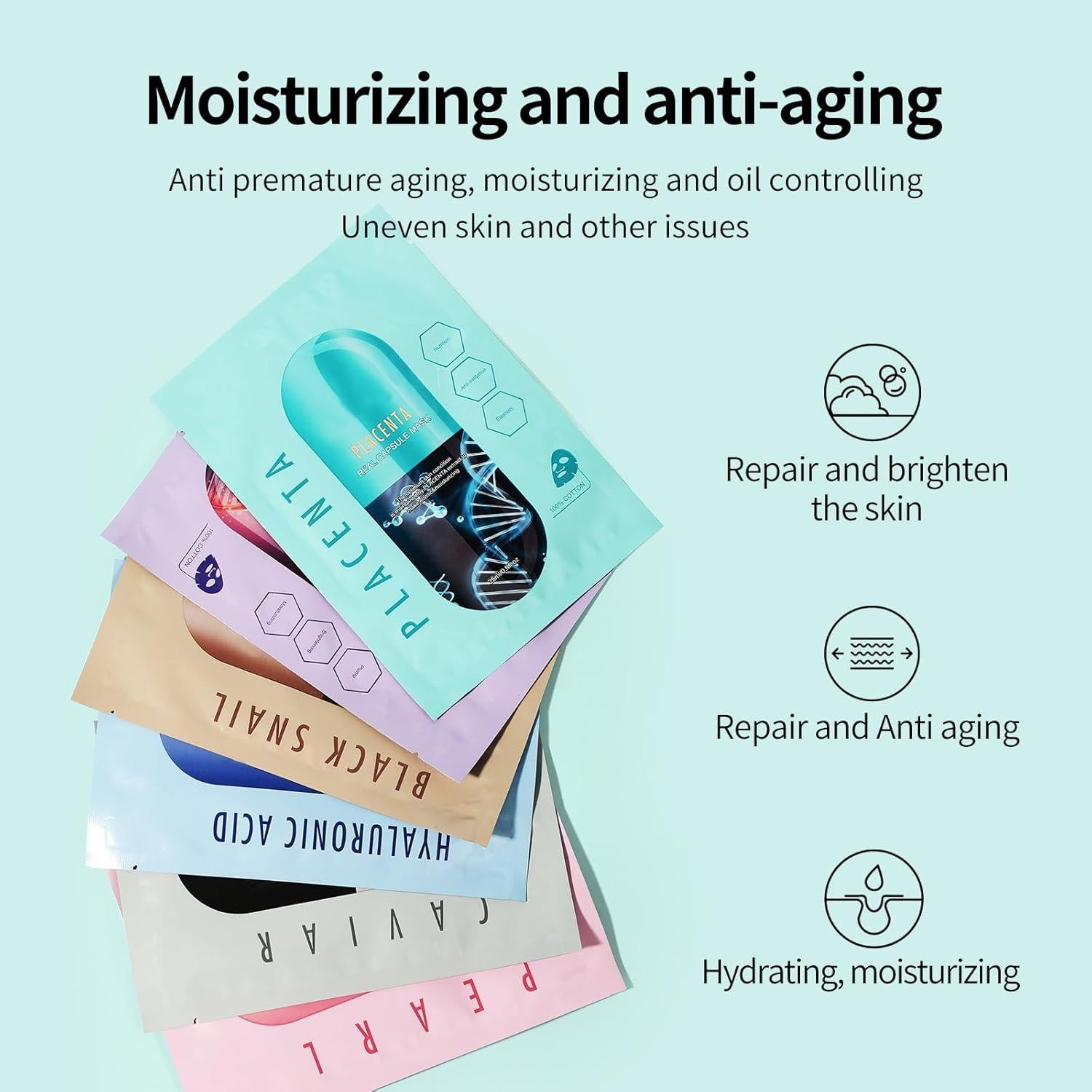 Juego de 12 Mascarillas Faciales Hidratantes GUOYAOLIFU