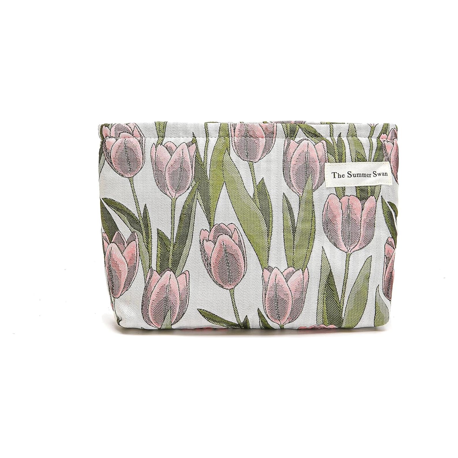 Bolsa de Maquillaje Estética Floral El Cisne de Verano 26.7x19.1cm