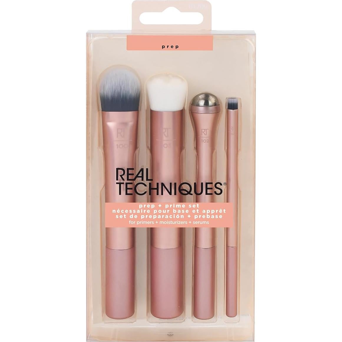 Set de Brochas de Maquillaje Real Techniques Prep y Prime - 4 Piezas