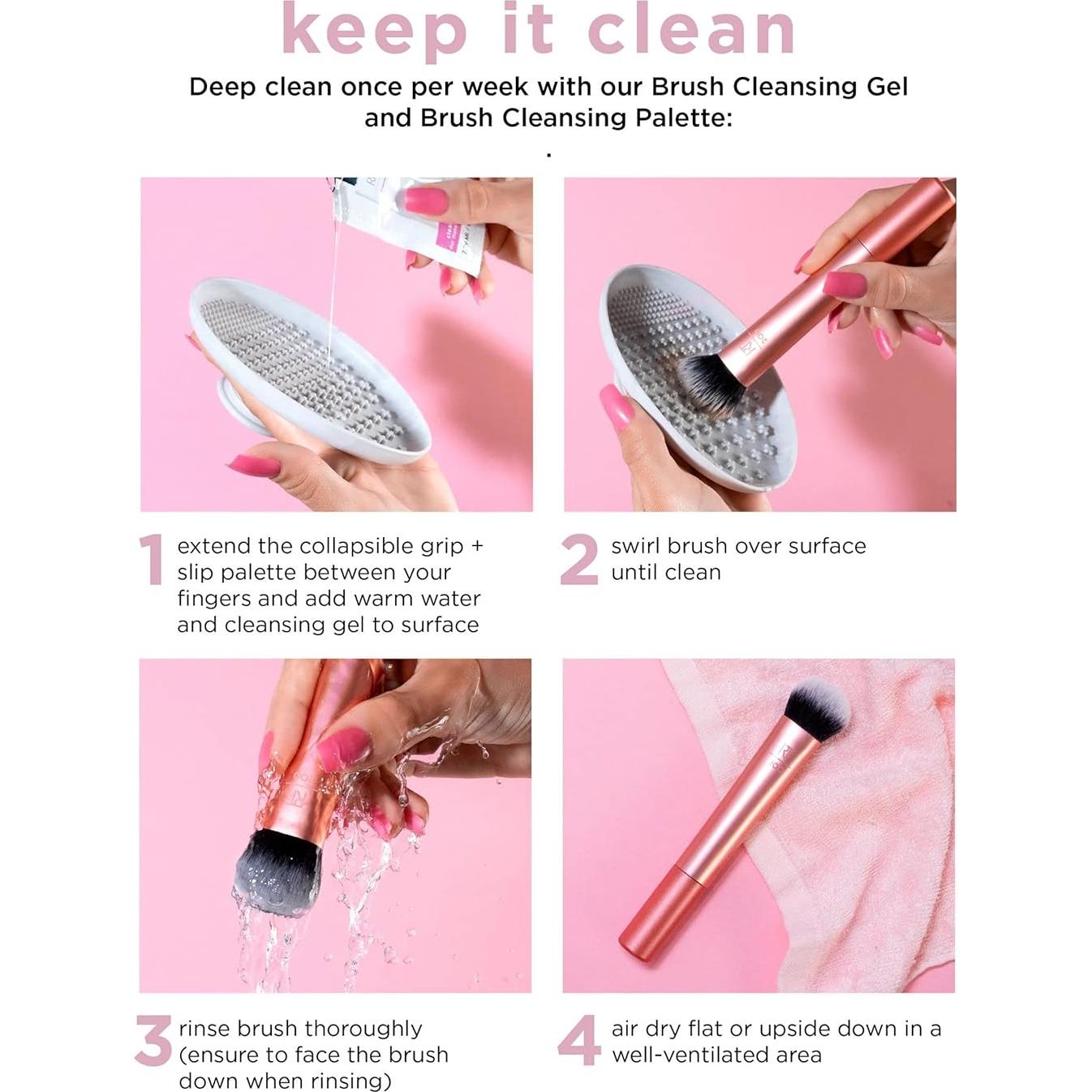 Set de Brochas de Maquillaje Real Techniques Prep y Prime - 4 Piezas