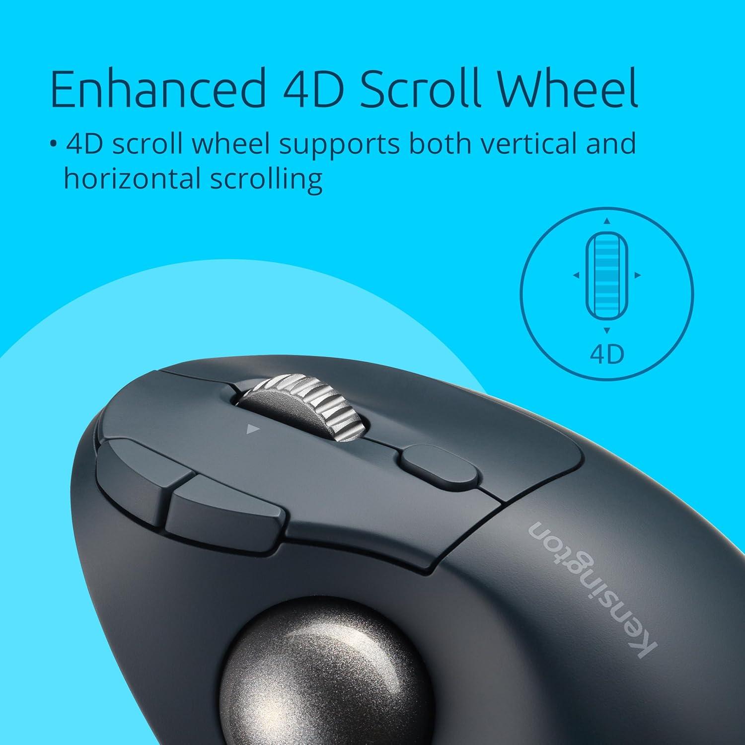 Kensington TB550 Ratón Trackball Inalámbrico Ergonómico