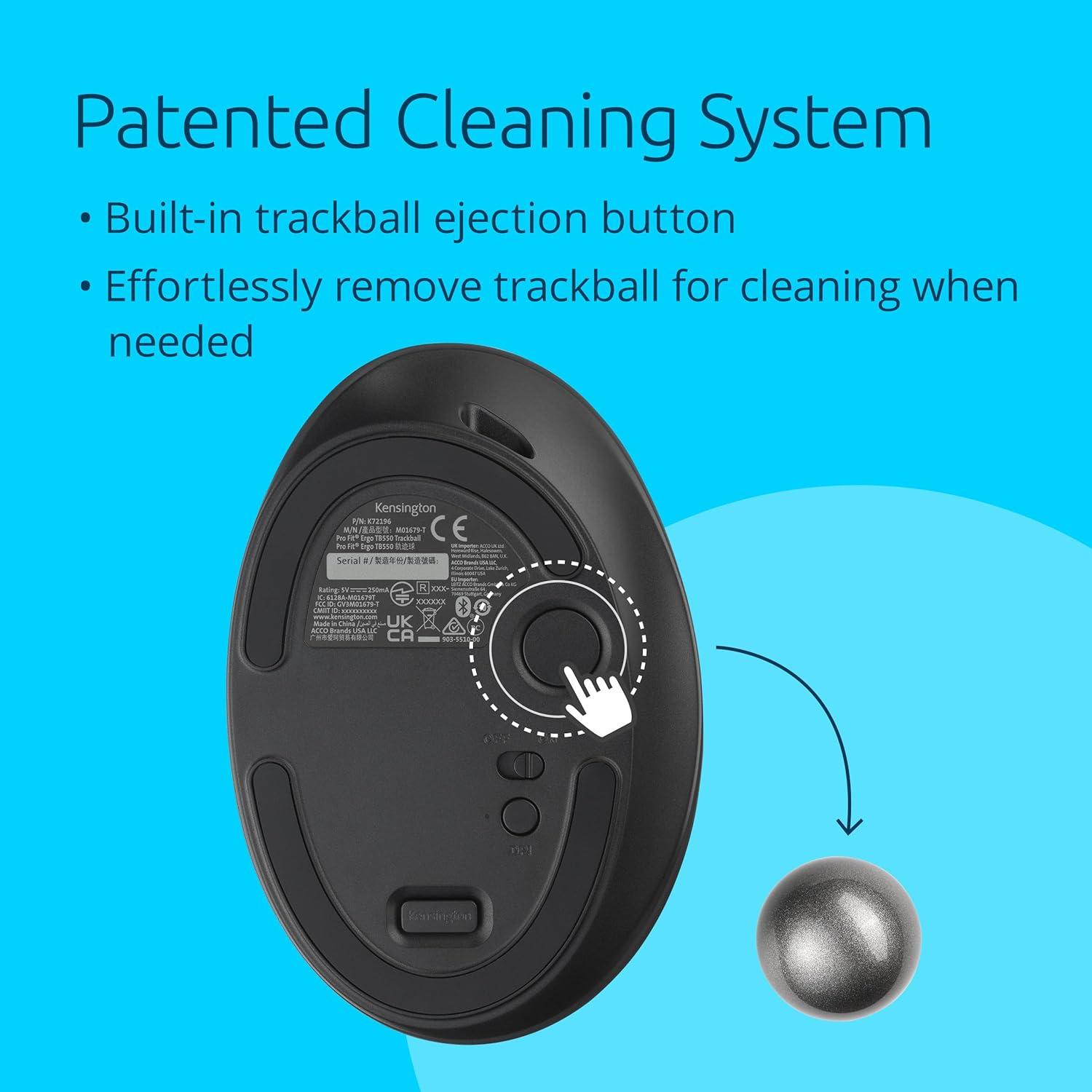 Kensington TB550 Ratón Trackball Inalámbrico Ergonómico