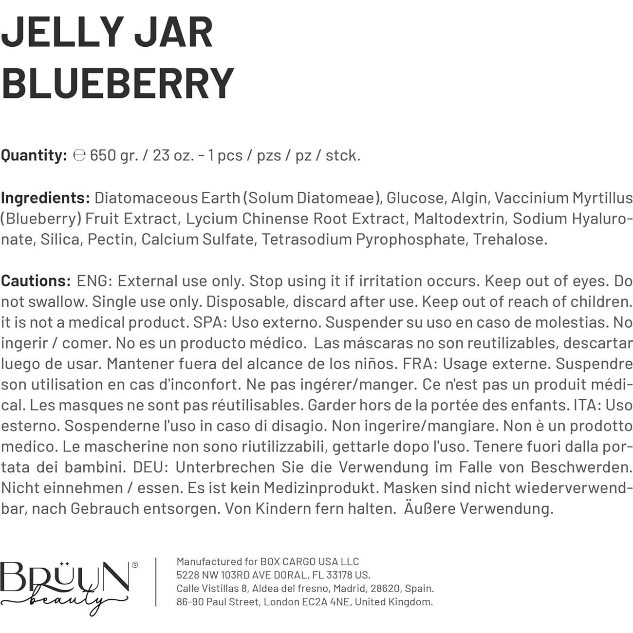 Máscara Facial Peel-Off BRÚN Arándano 680g Gel Hidratante