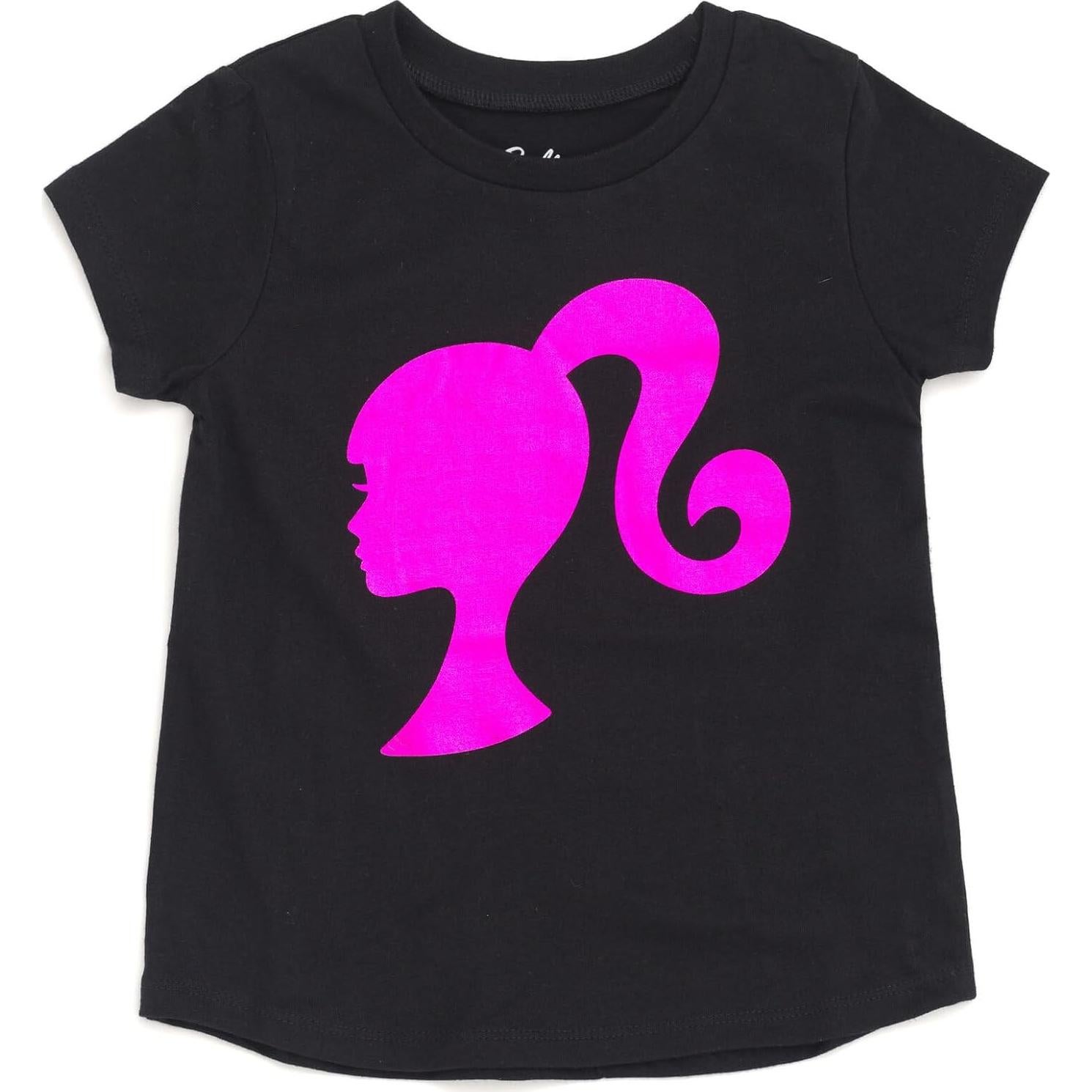Camiseta Barbie + Falda Tul Niñas 4T Negro/Brillante Rosa