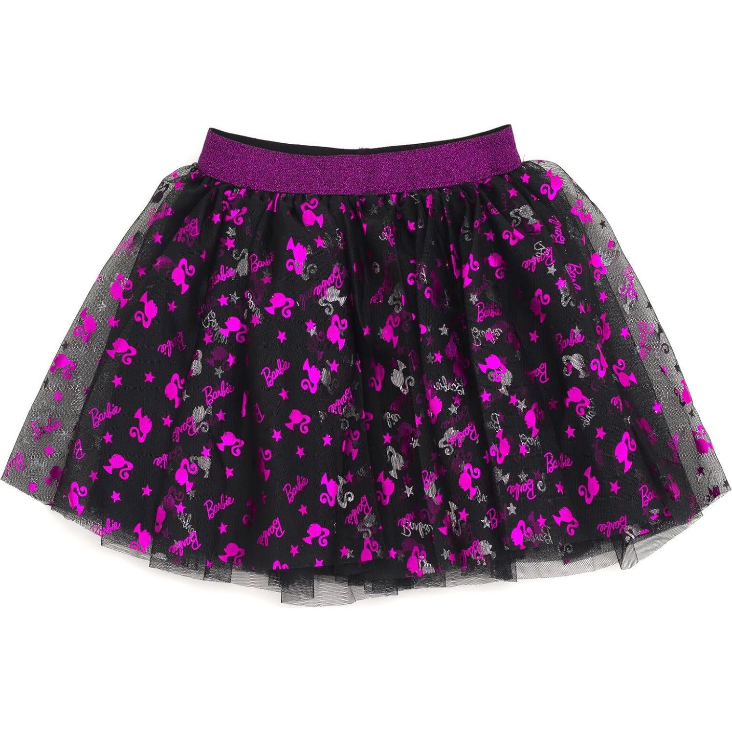 Camiseta Barbie y Falda de Tul para Niñas 3T Negra/Rosa