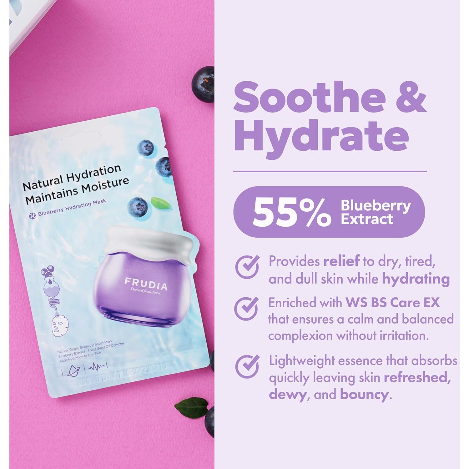 Máscaras Hidratantes FRUDIA Arándano 10 Unidades 55% Extracto