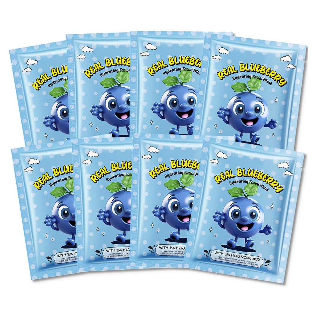 Mascarillas Faciales Hidratantes DIARIO DE AMY 8 Pcs Arándano