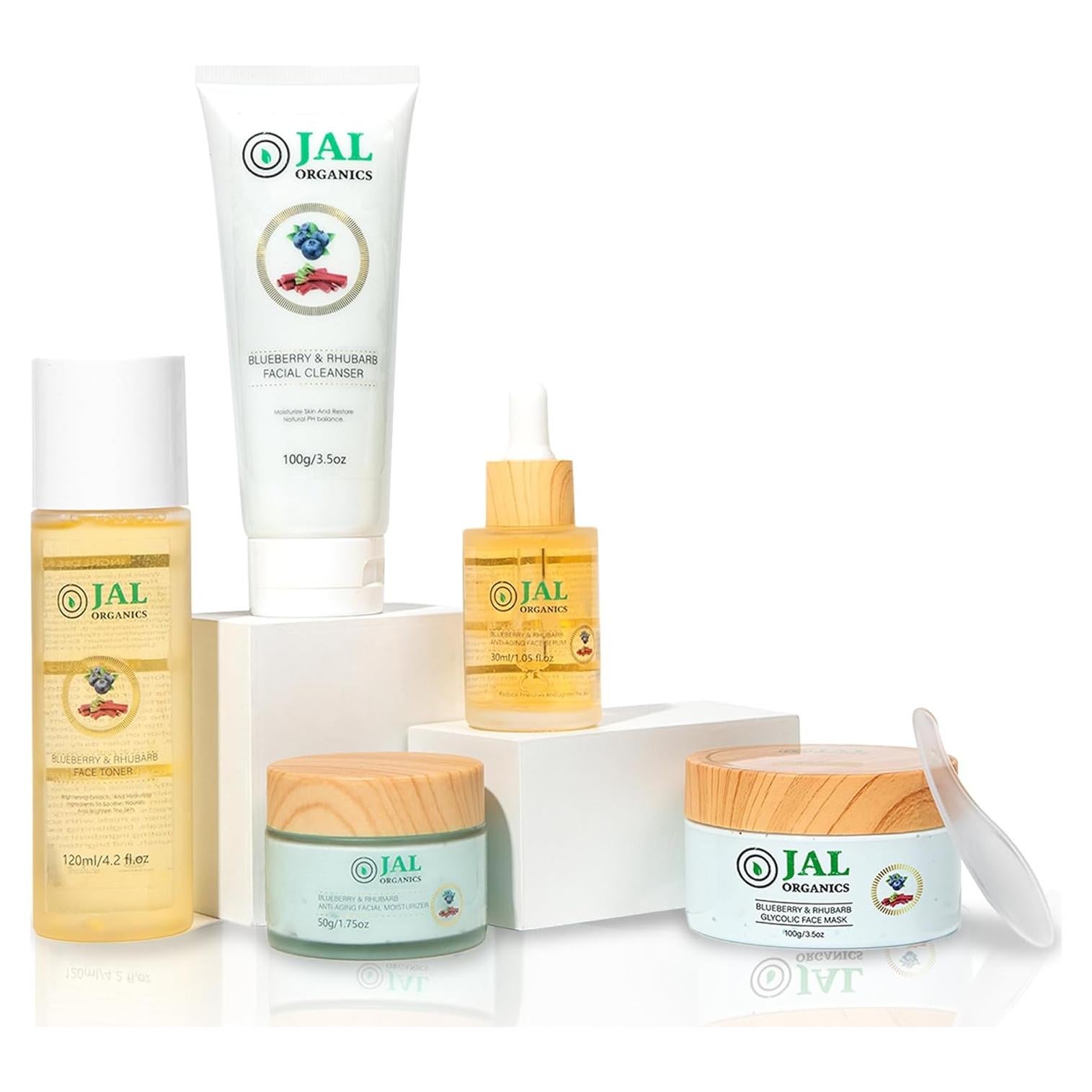 Set de Cuidado Facial 5 en 1 Jal Organics Arándano Ruibarbo