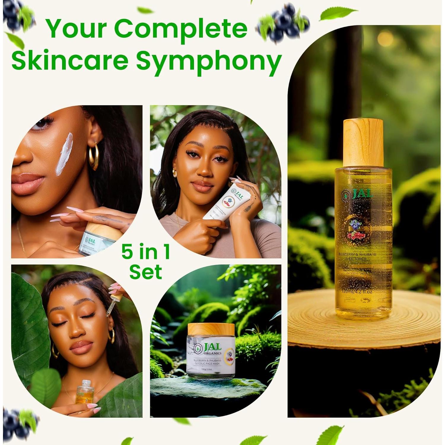 Set de Cuidado Facial 5 en 1 Jal Organics Arándano Ruibarbo