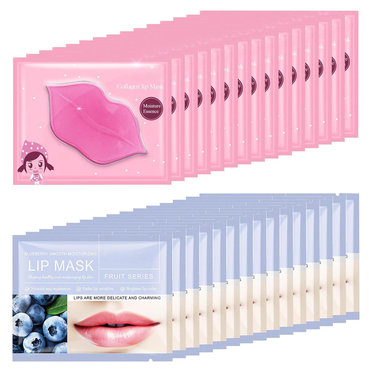 30 Mascarillas Labiales Hidratantes Felico - Colágeno Rosa y Arándano